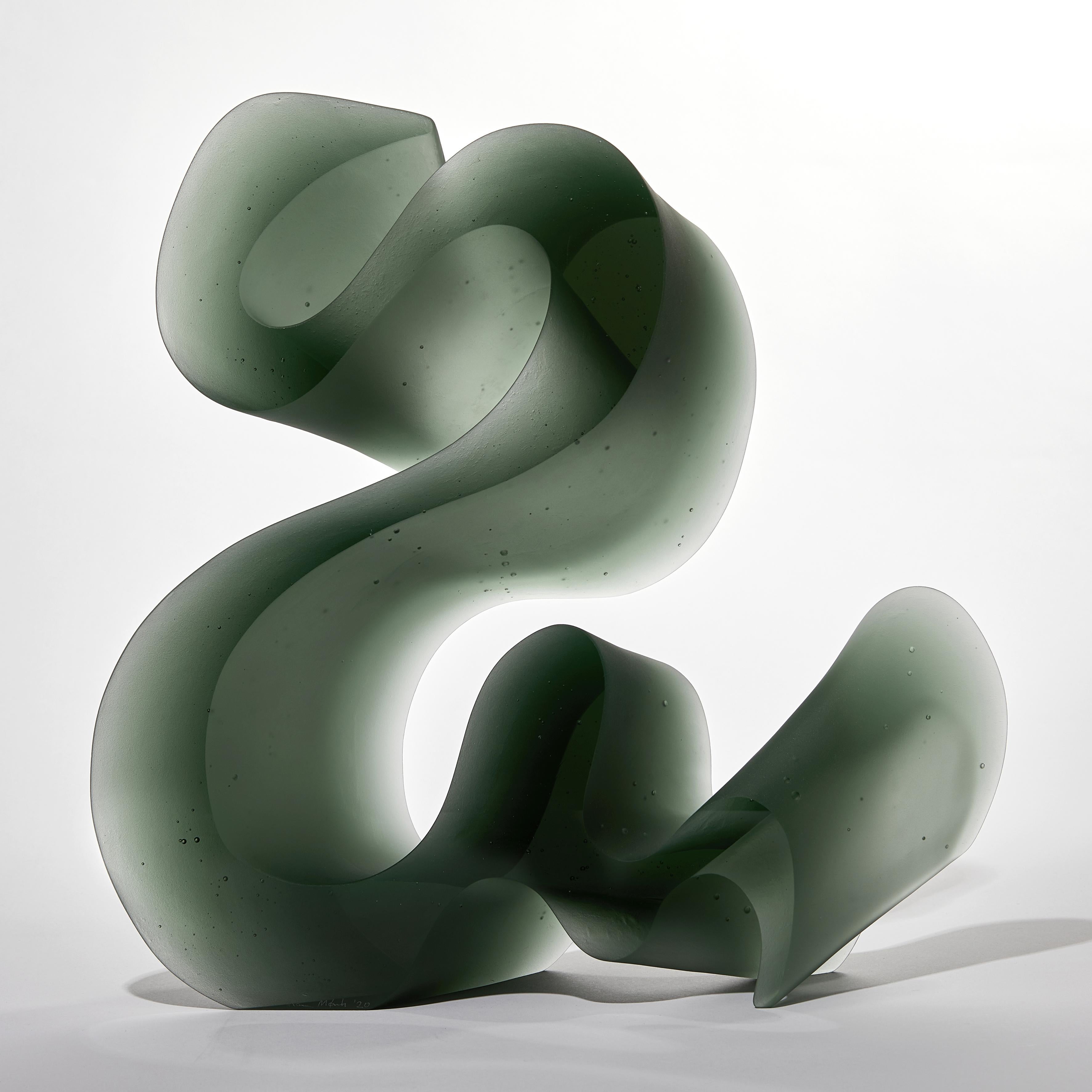 Big Green Line, a Unique Green Cast Glass Sculpture by Karin Mørch 2