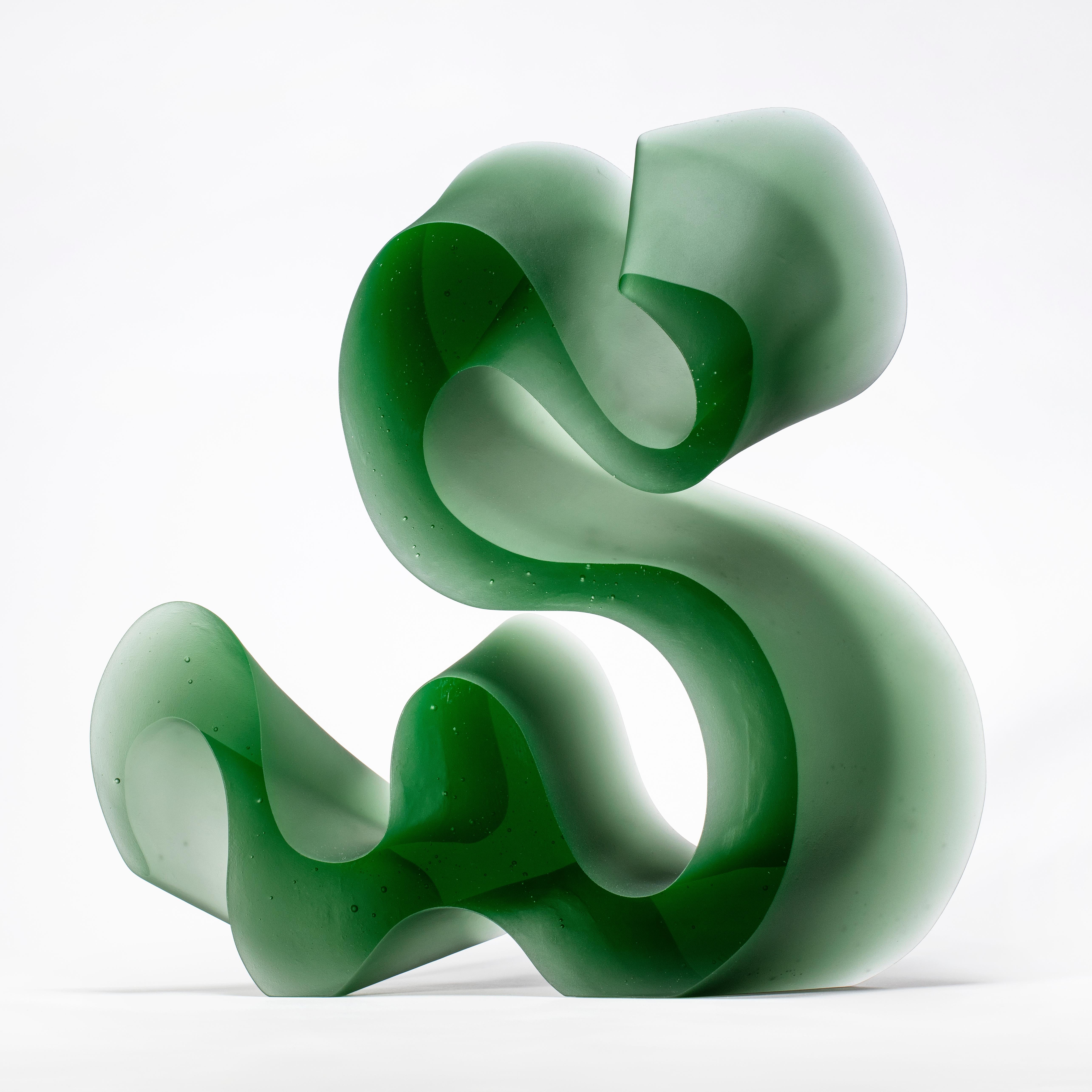 Contemporary Big Green Line, a Unique Green Cast Glass Sculpture by Karin Mørch