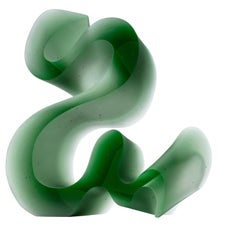 Big Green Line, a Unique Green Cast Glass Sculpture by Karin Mørch