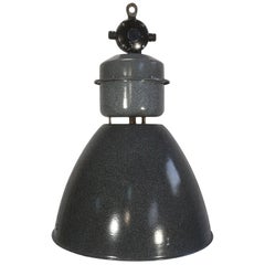Big Grey Czech Industrial Factory Pendant Lamp, 1960s