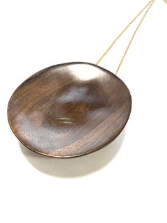 Big Half Sphere Wood Pendant on 18K Yellow Gold Necklace