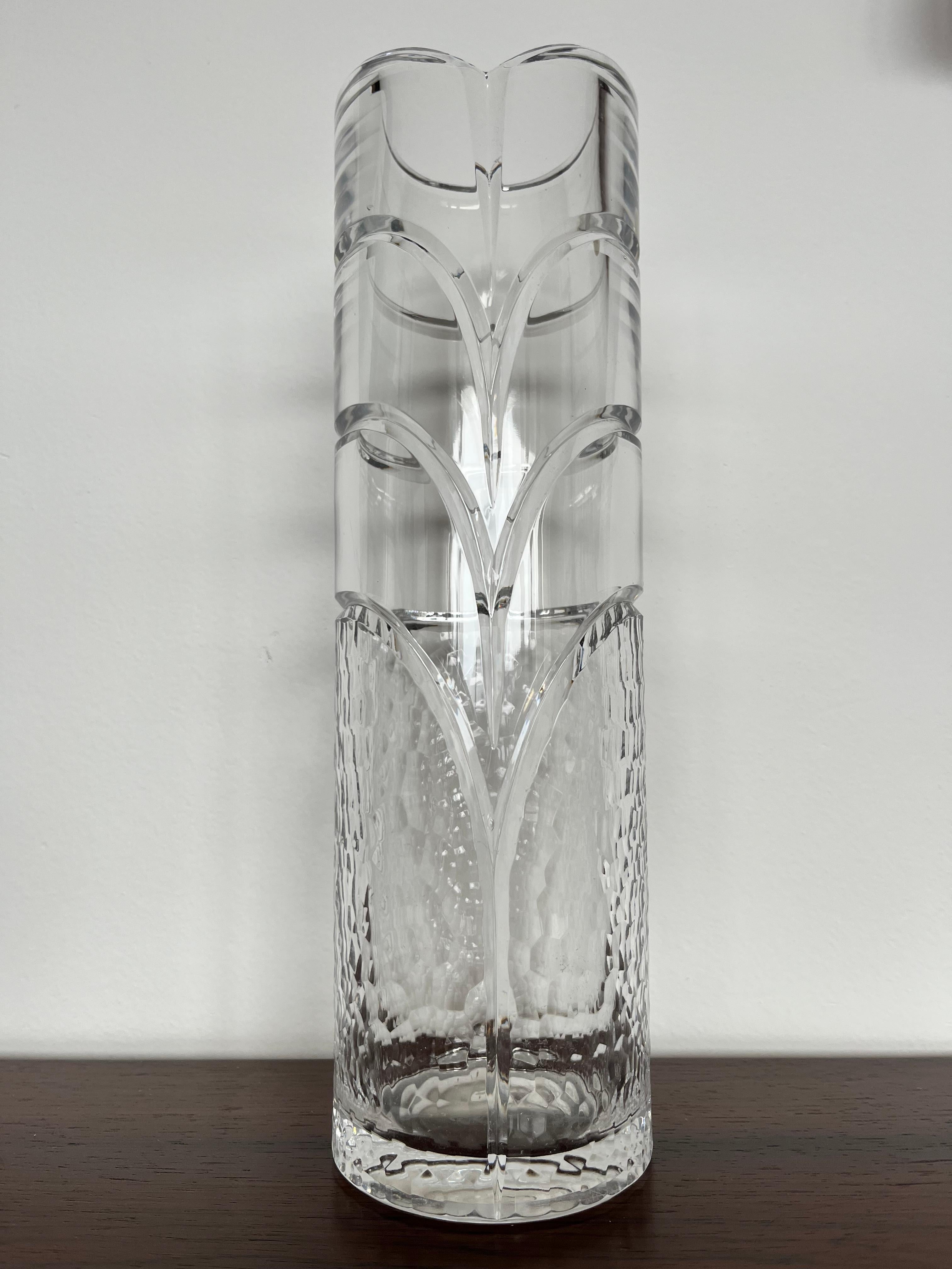 Czech BIG hand made artglass flower vase, around 1970s - marked For Sale