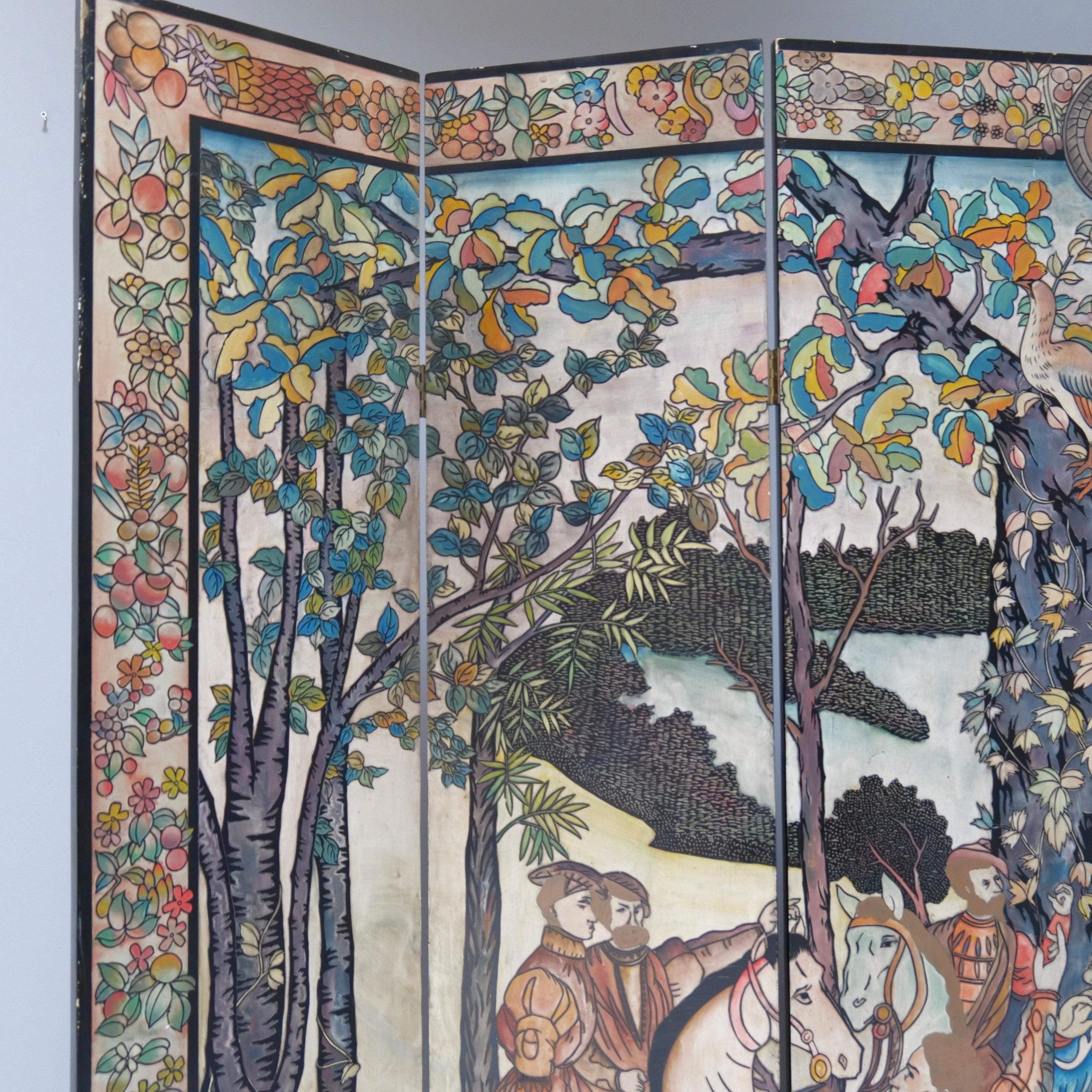 Big Hand Carved French Paravent or Folding Screen 20th Century In Good Condition For Sale In Saarbrücken, SL