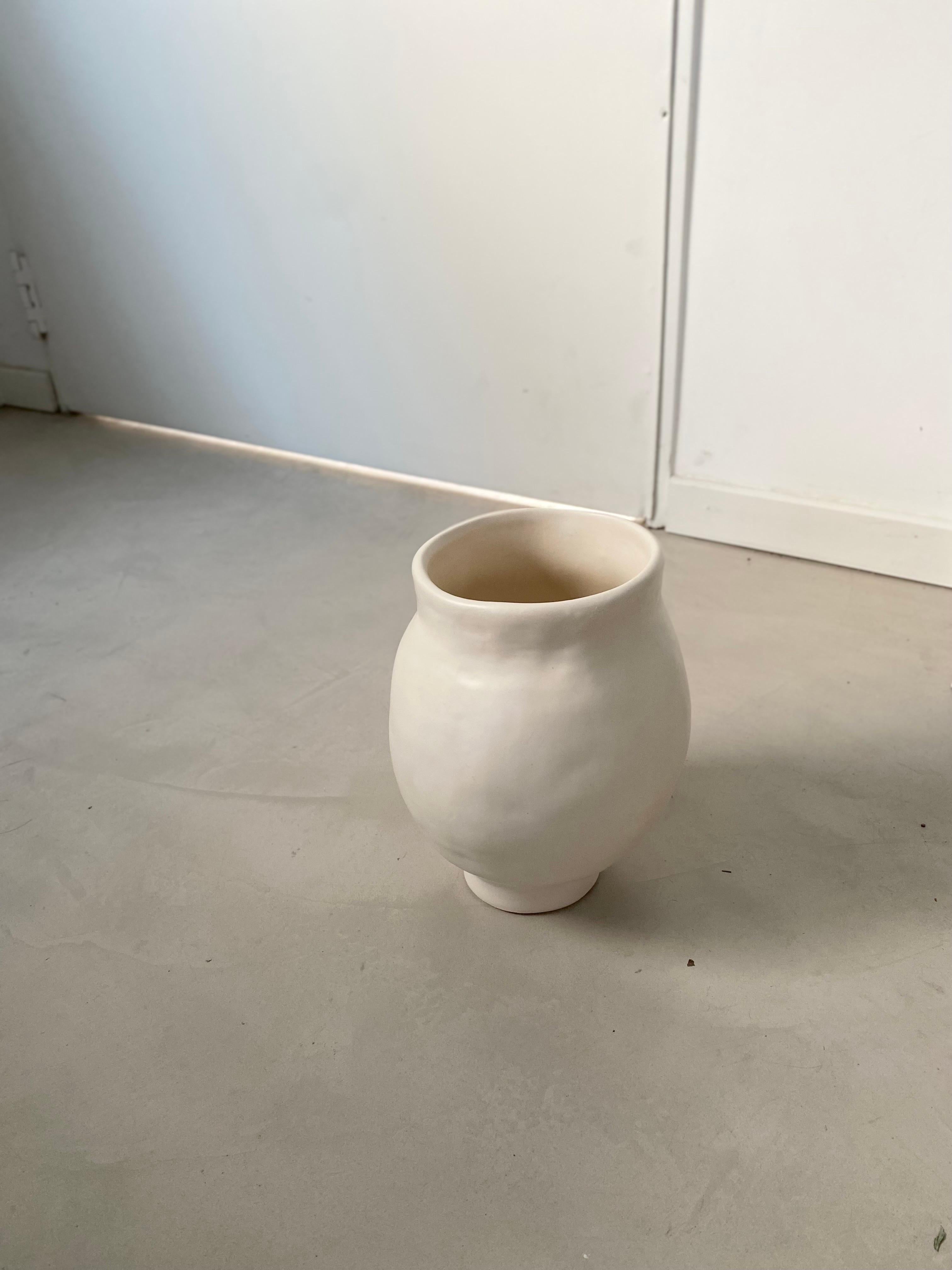 Argentine Big Handmade Ceramic Vase Neutral Style Minimal Decor Wabi Sabi Stunning Vessel For Sale