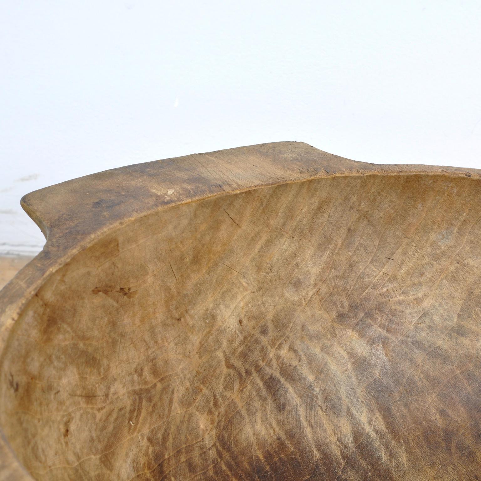 Hand-Carved Big Handmade Wooden Dough Bowl, Early 1900s