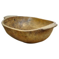 Big Handmade Wooden Dough Bowl, Early 1900s