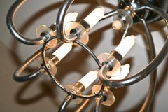 Big Hanging Lamp German in Opaline, Chromed Bronze, 1920, Style Art. Deco