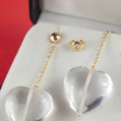 Große Herz-Kristall-Bergstein-Ohrringe aus 18 Karat Gelbgold zum Valentinstag