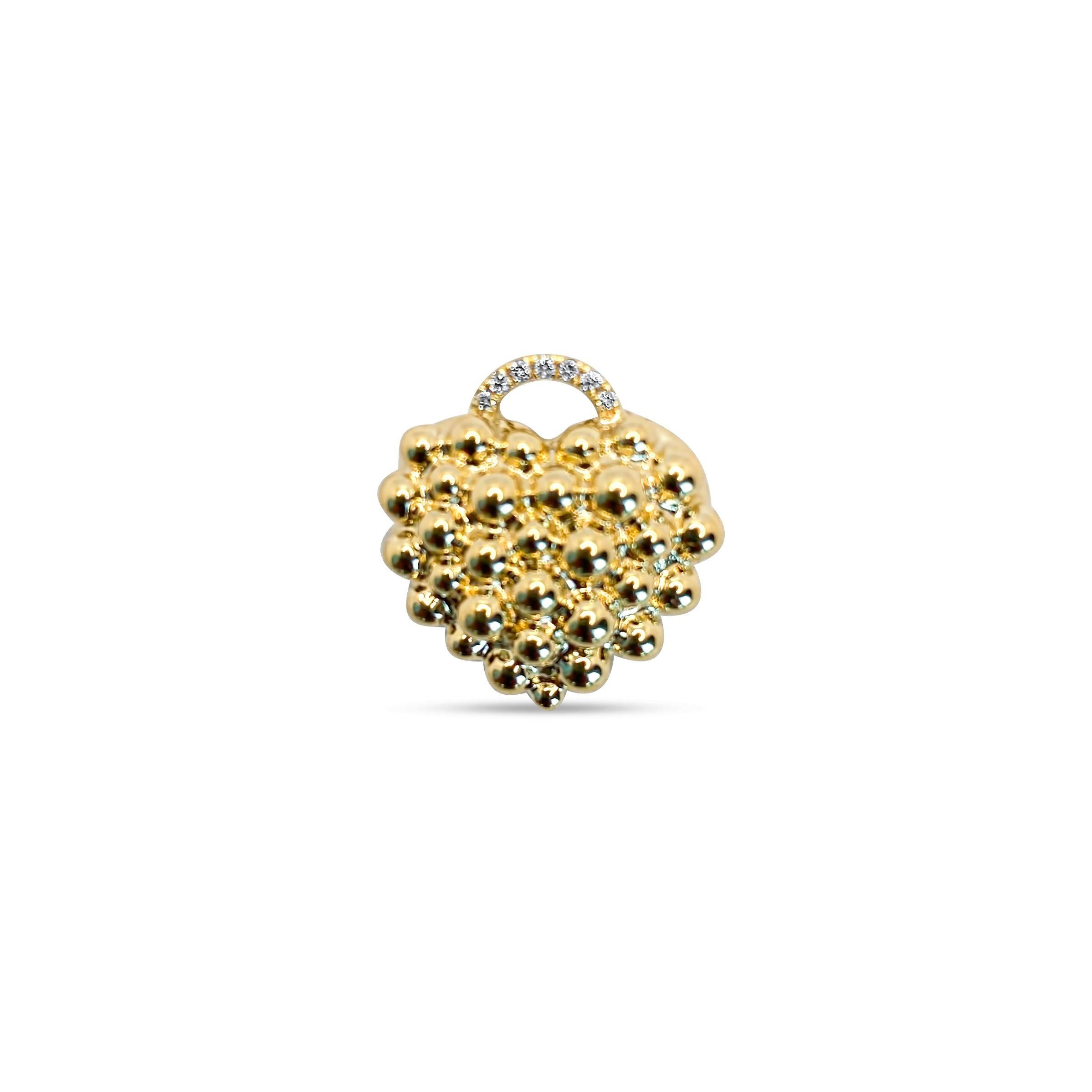 Große Herz-Halskette aus Gelbgold mit Diamant-Anhänger (Brillantschliff) im Angebot