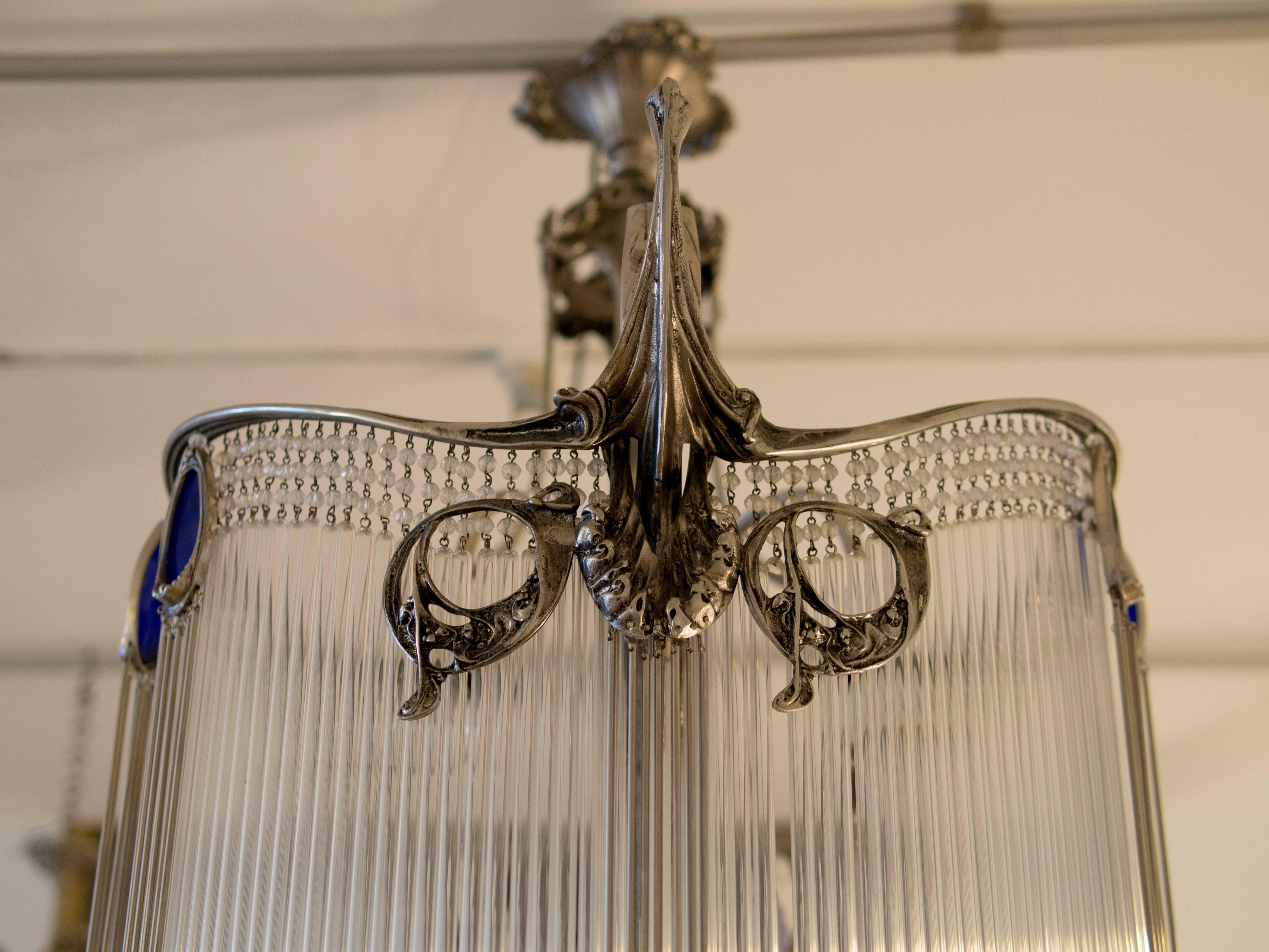 Big size Guimard's chandelier with nickel finish.