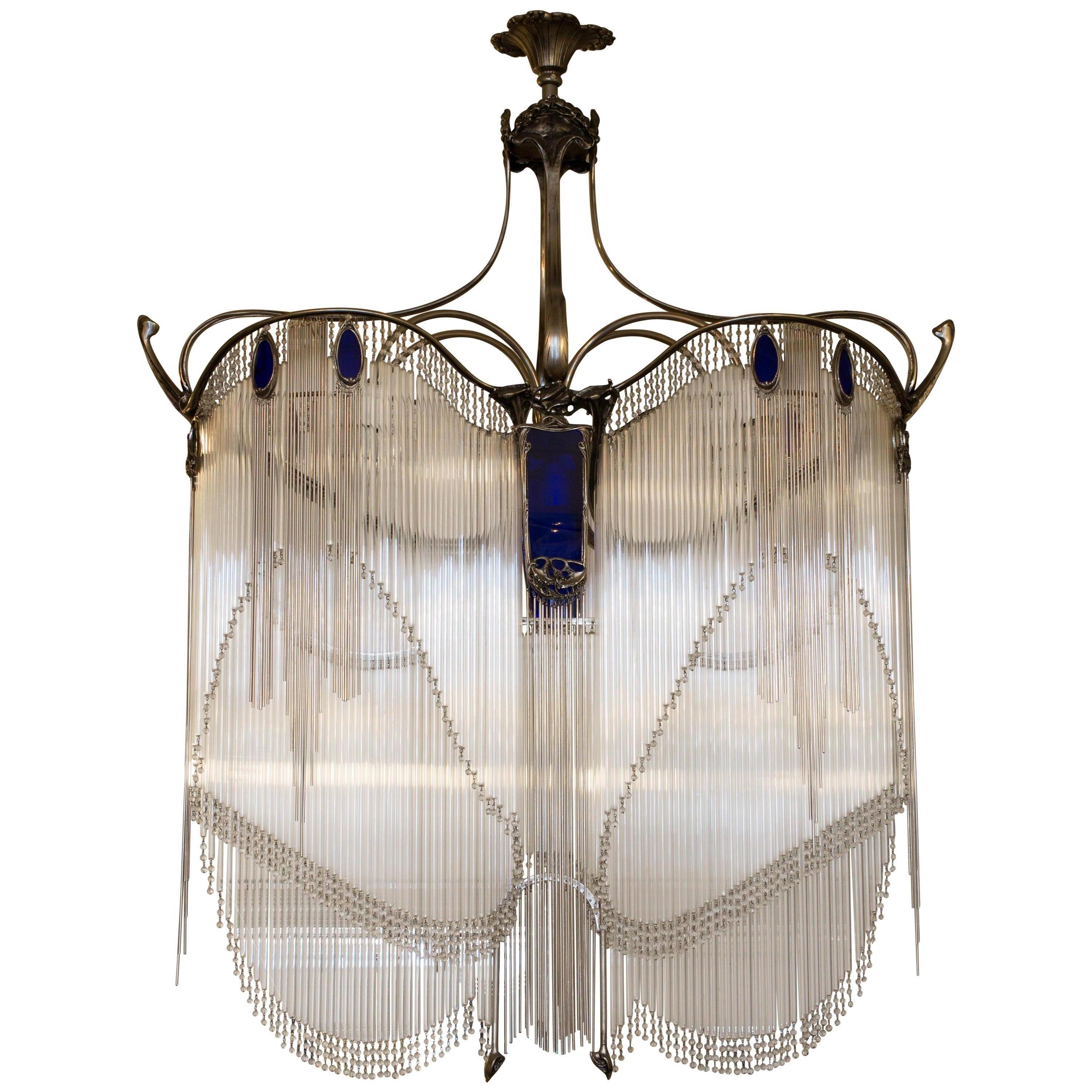 Big Hector Guimard's Bronze Chandelier For Sale