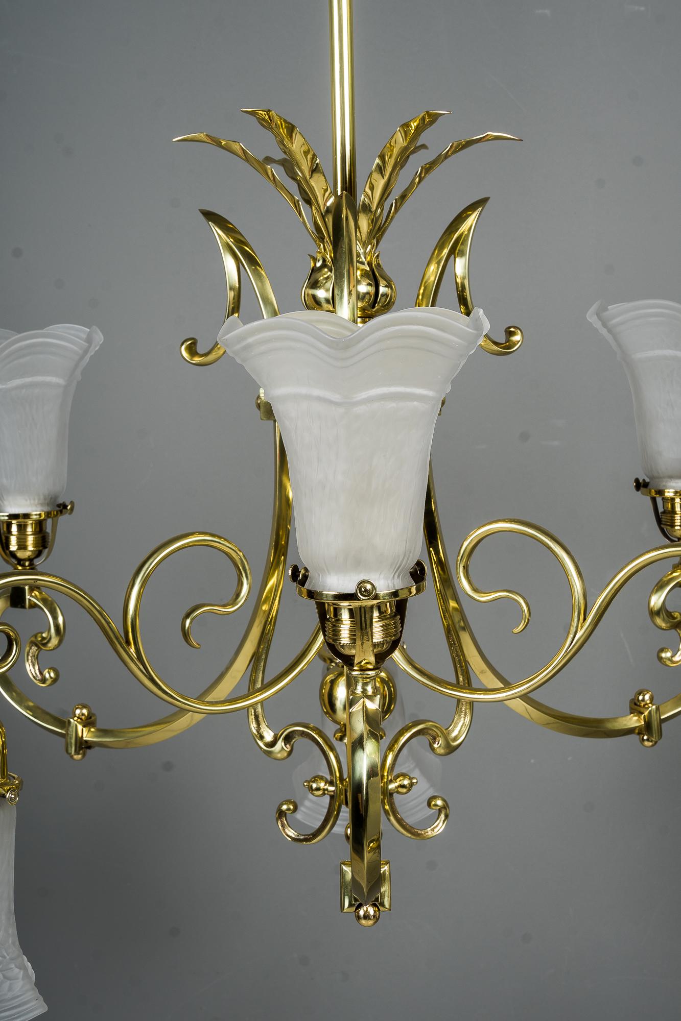 Big Historistic chandelier vienna around 1890s
Brass polished and stove enamelled.