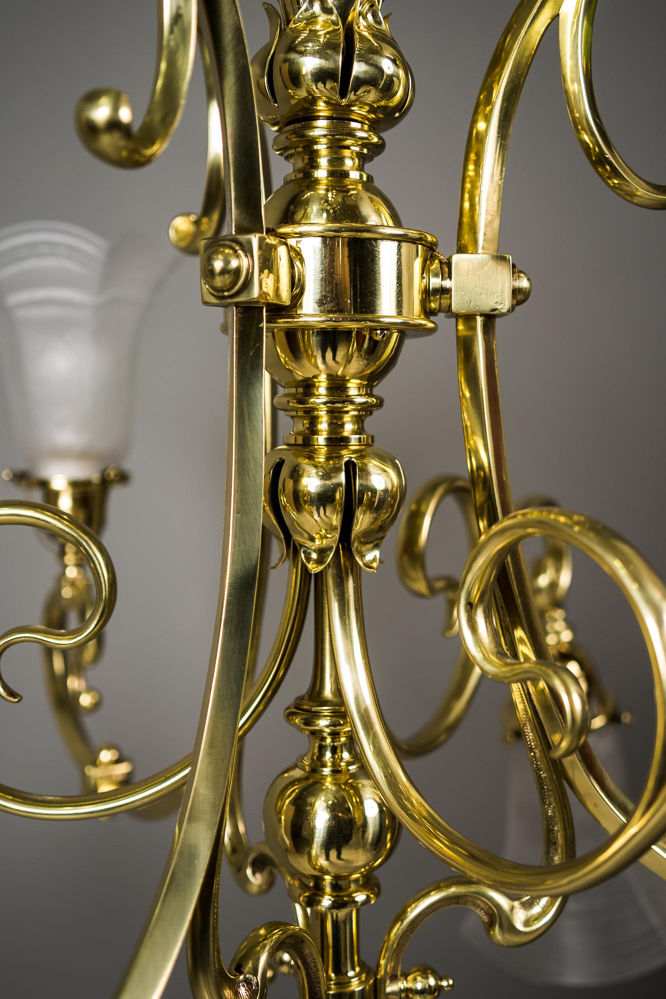 Brass Big Historistic Chandelier Vienna Around 1890s For Sale