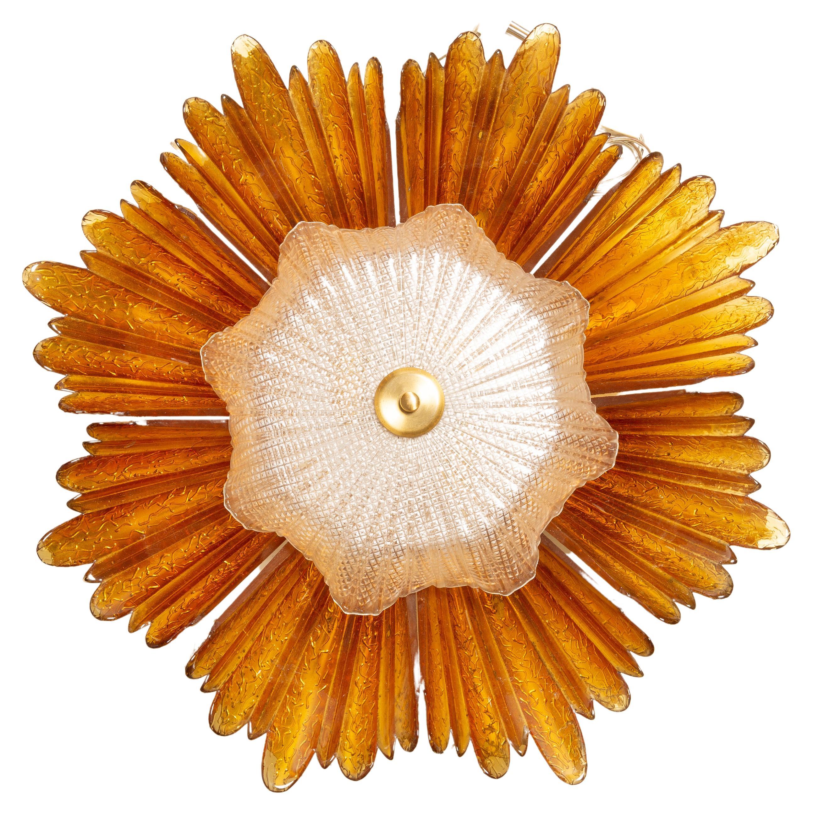 Big Hollywood Regency Sunburst Wall Lamp, Murano Glass, Italy, 1960s