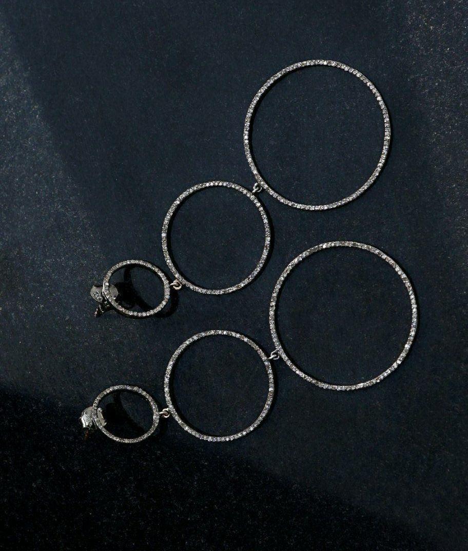 Art Deco Big Hoop Earring 925 Silver Diamond Hoop Dangle Earring Designer Wedding Jewelr For Sale