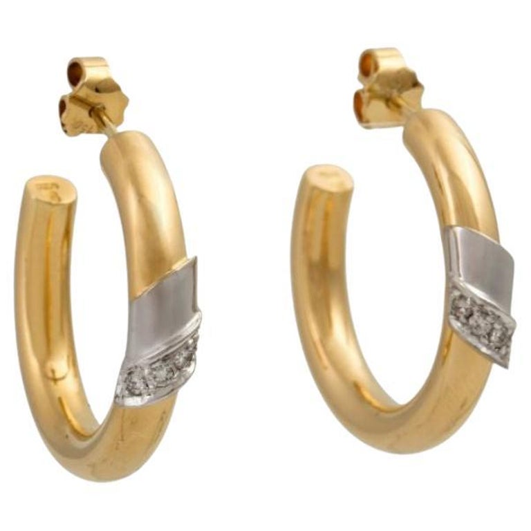 Big Hoop Earrings with 8 Diamonds For Sale at 1stDibs