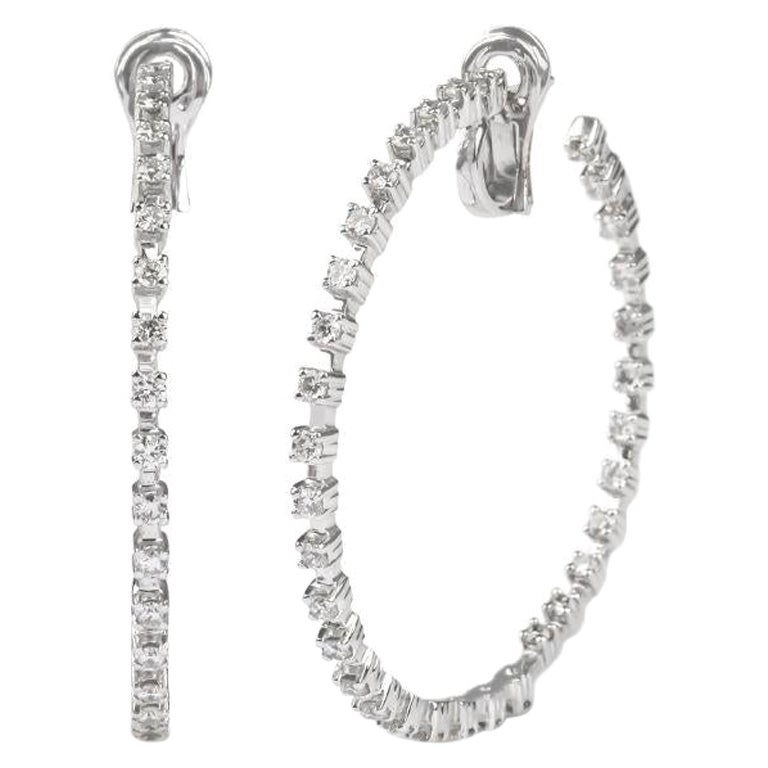 Großer Big Hoop Inside-Out Diamant-Ohrringe aus 18 Karat Weißgold