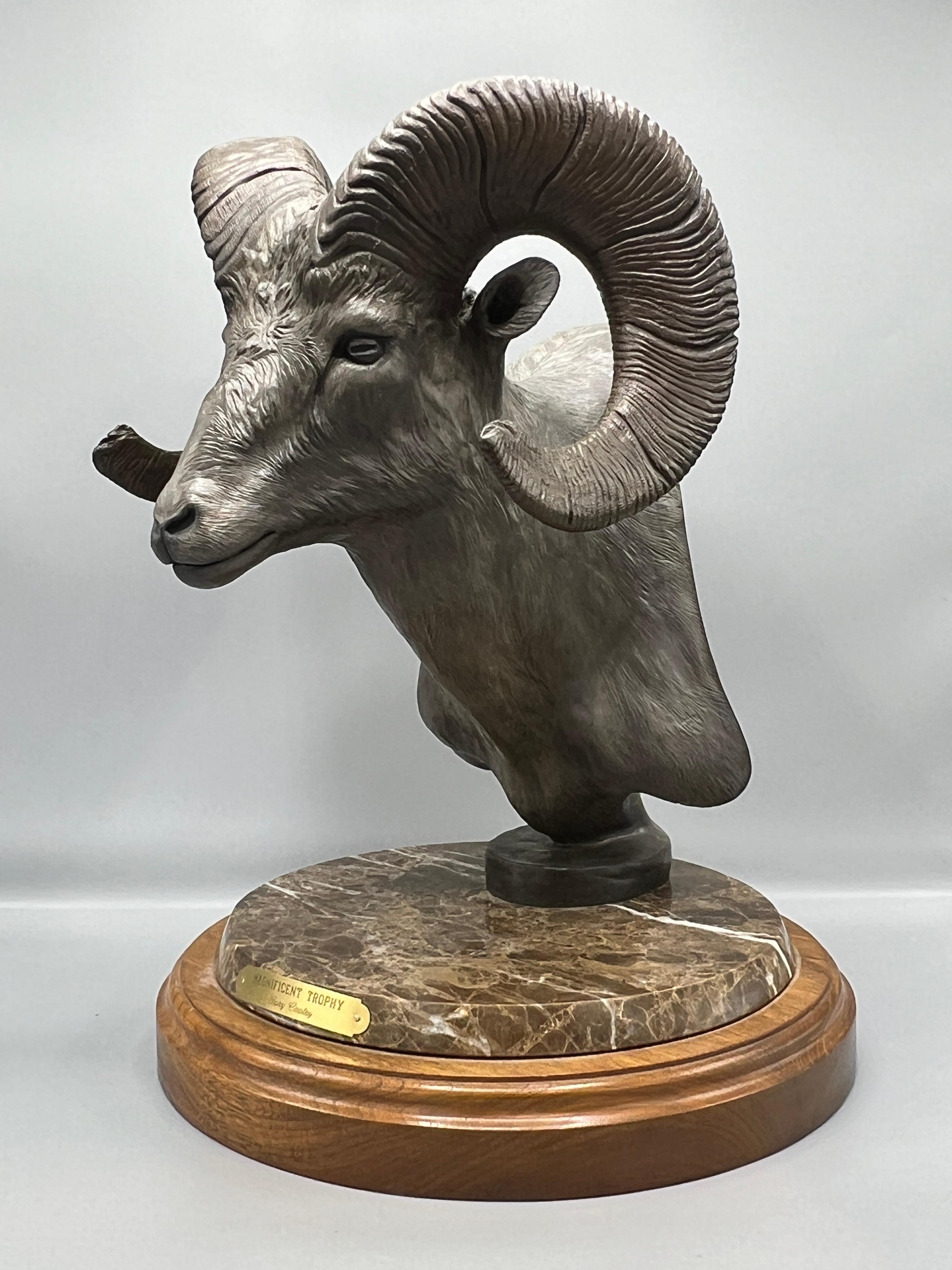 Big Horn Sheep Ram Bronze Bust Sculpture by Gary Cooley In Good Condition In New York, NY