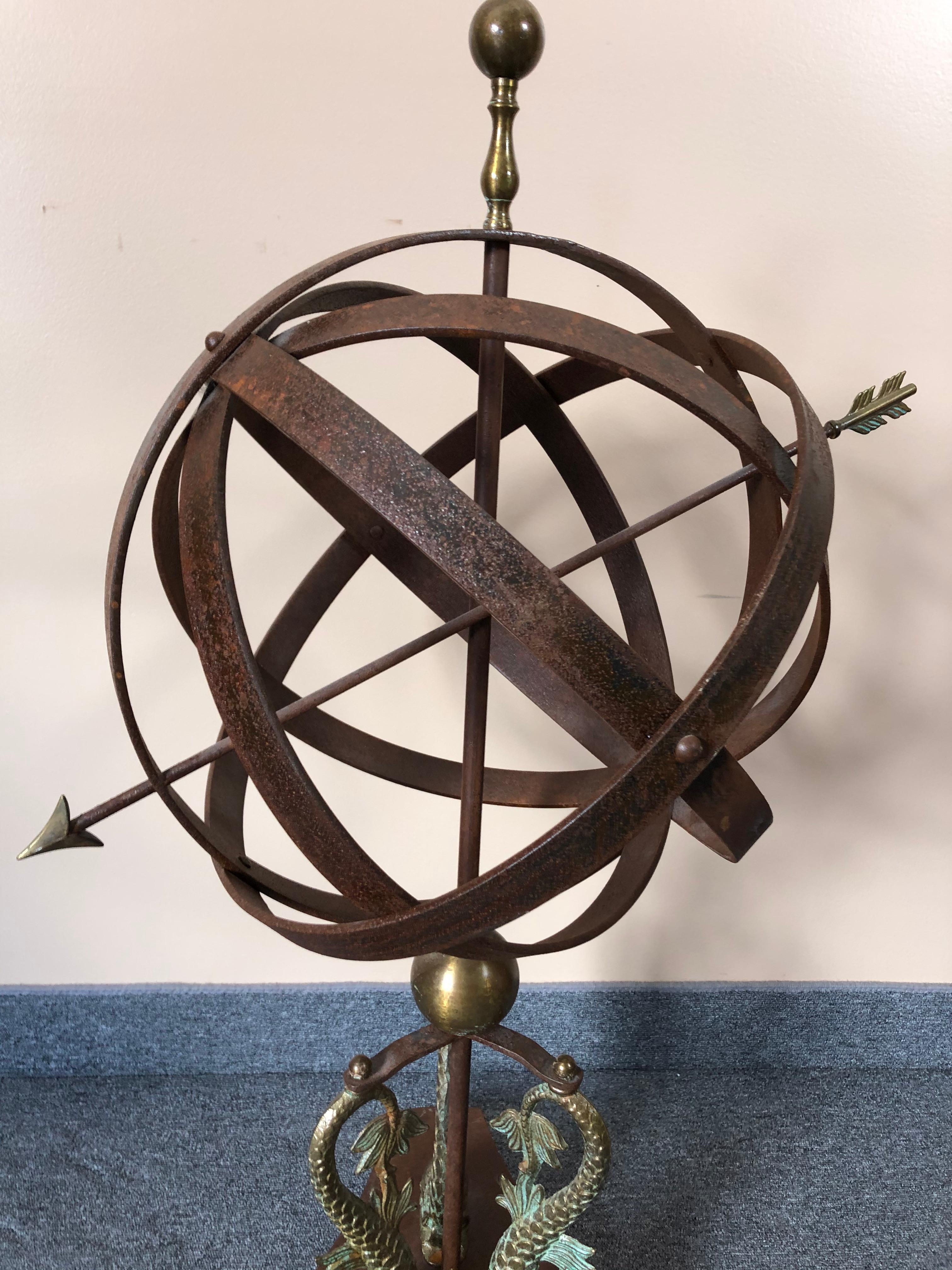 Big Impressive Iron Armillary Sculpture In Good Condition In Hopewell, NJ