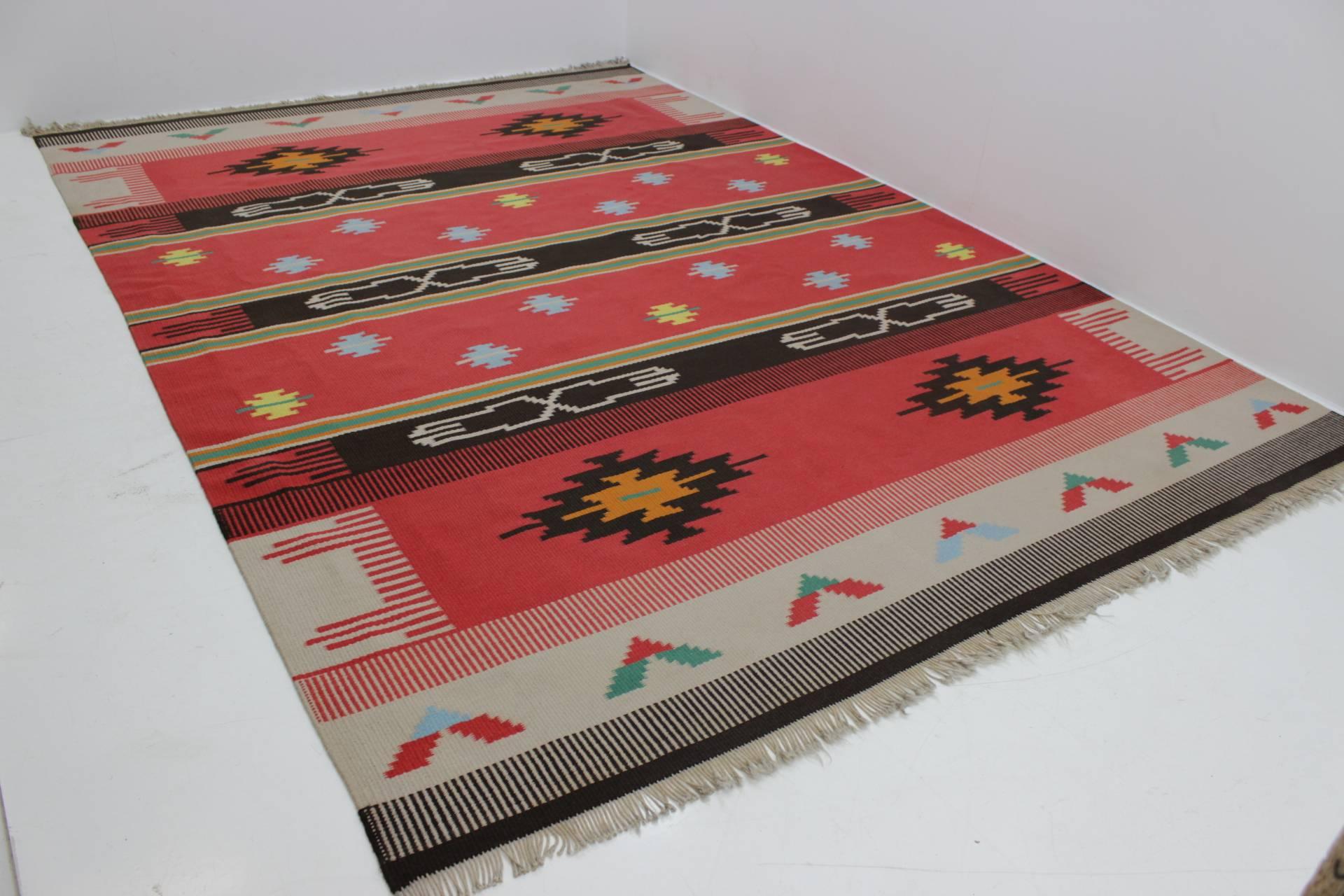 Mid-Century Modern Big Indian Kilim Carpet / Rug