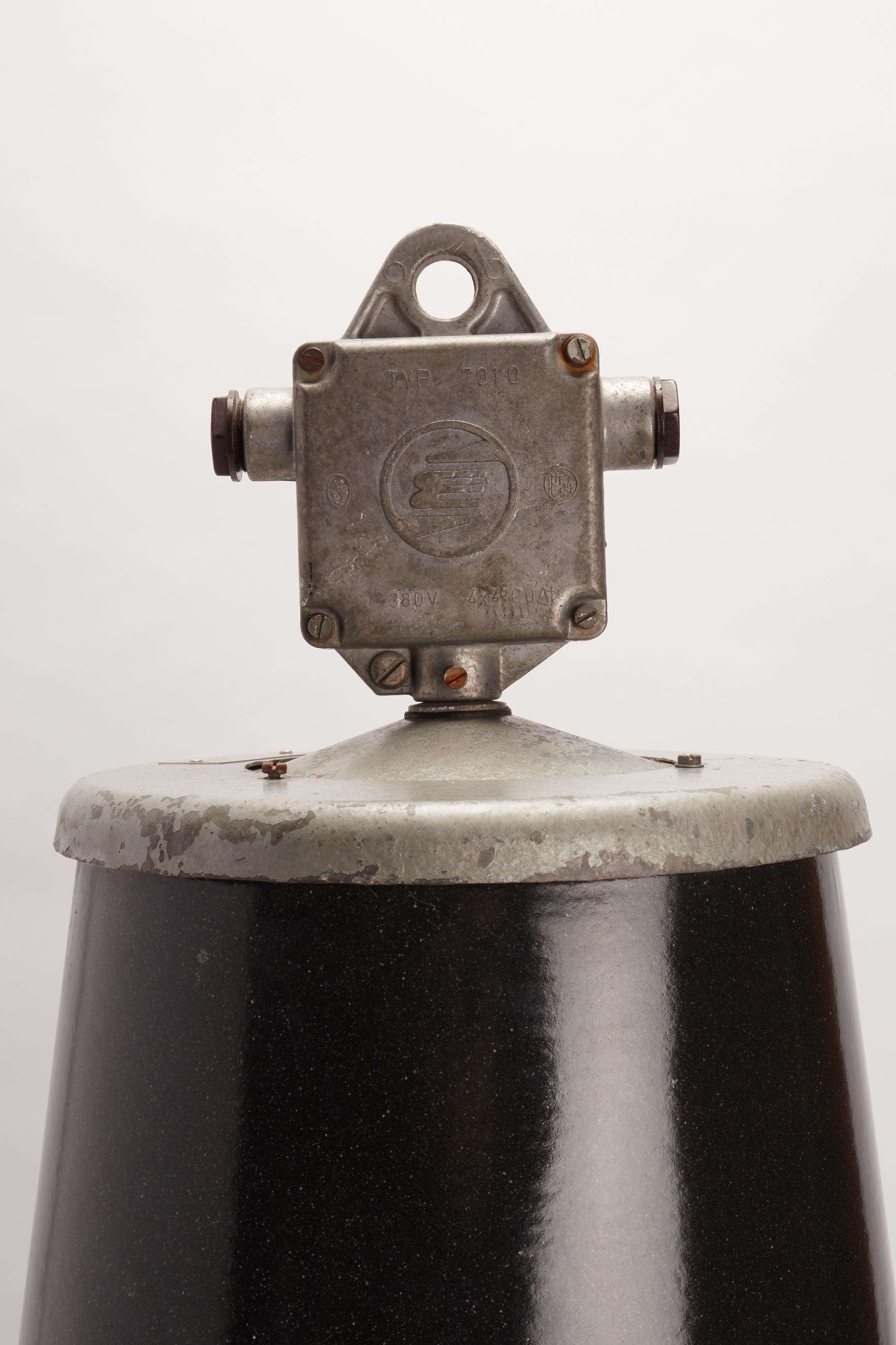 A light that came from a dismissed industrial structure. Original dark gray color. Italy 1930 ca.
