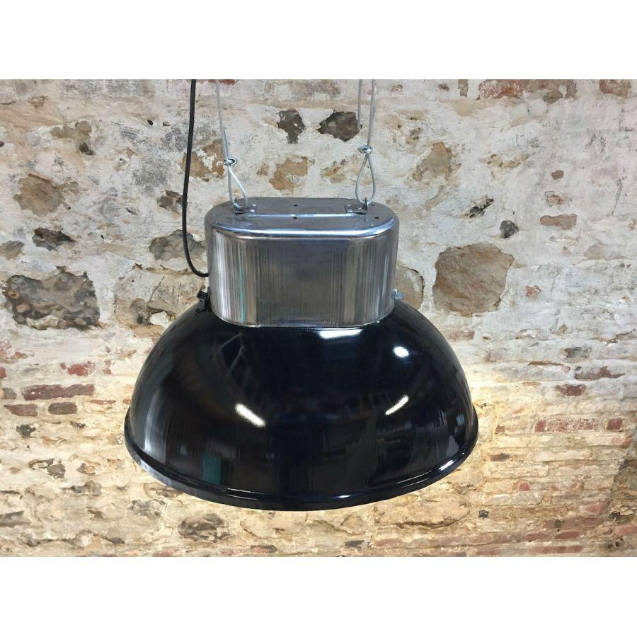 Polished Big Industrial Vintage European Original Steel Pendant Lamp