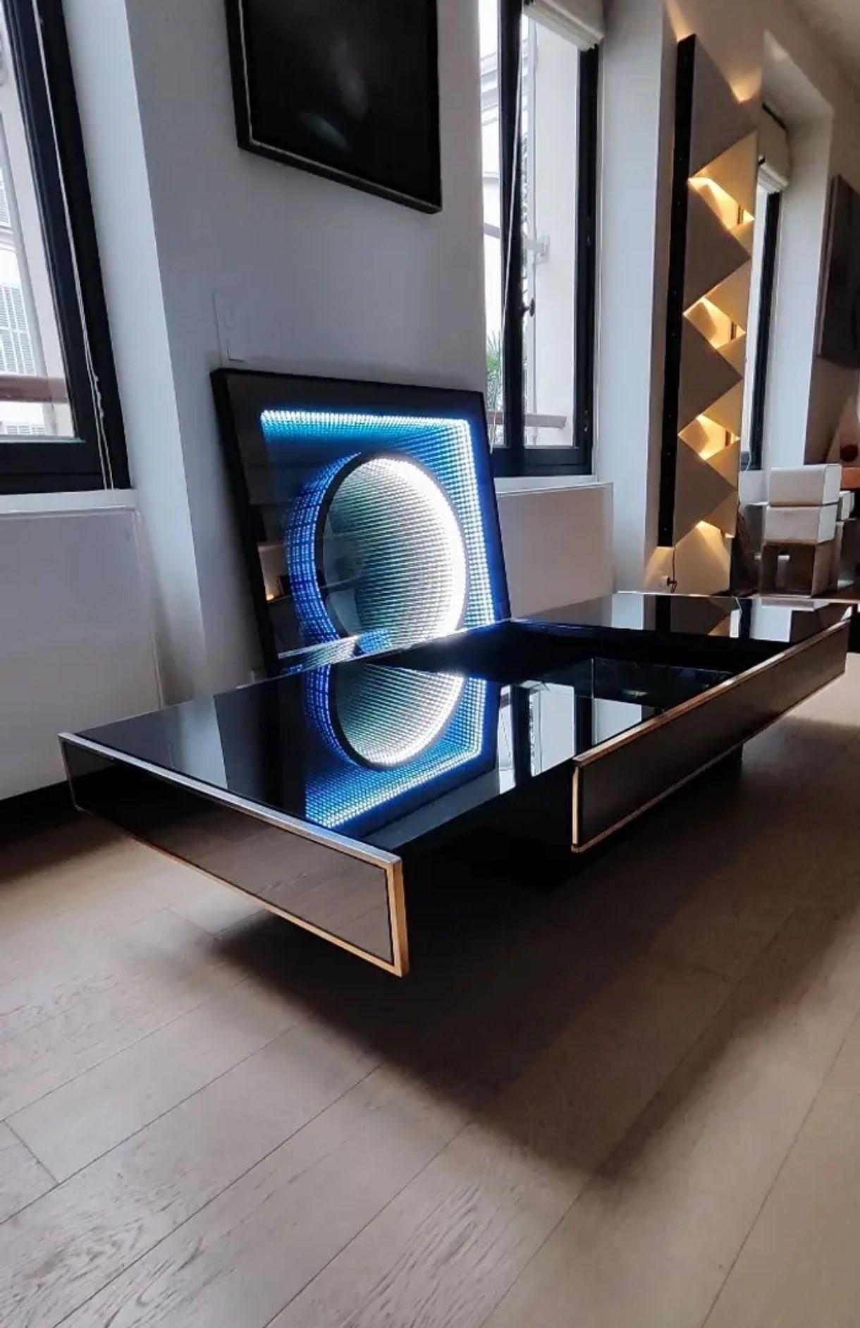 Große Infiny kinetische Spiegel led Lights Fenice, Rybojad oder Falcone  Wanddekoration (Glas)