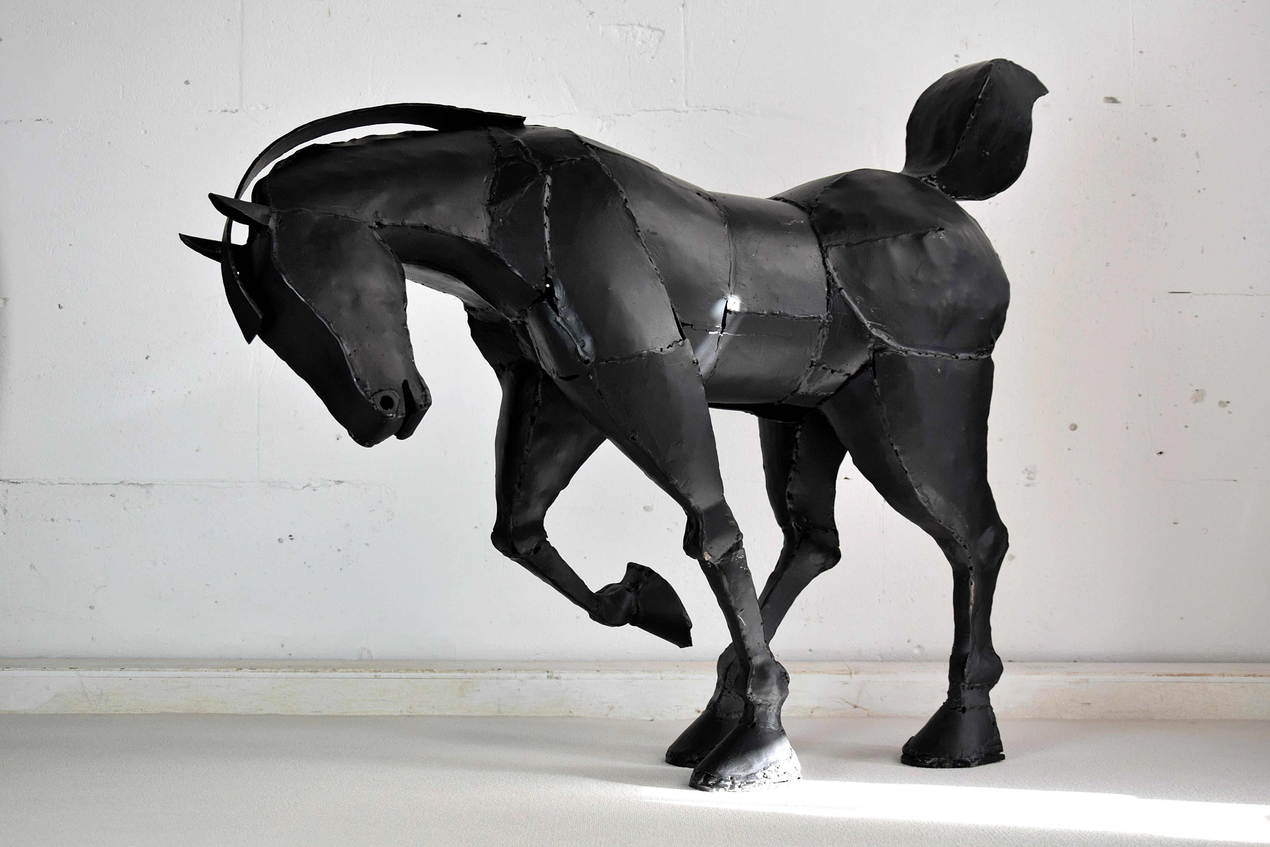 Modern Big Iron Horse Sculpture by Lida Boonstra, 1998 For Sale