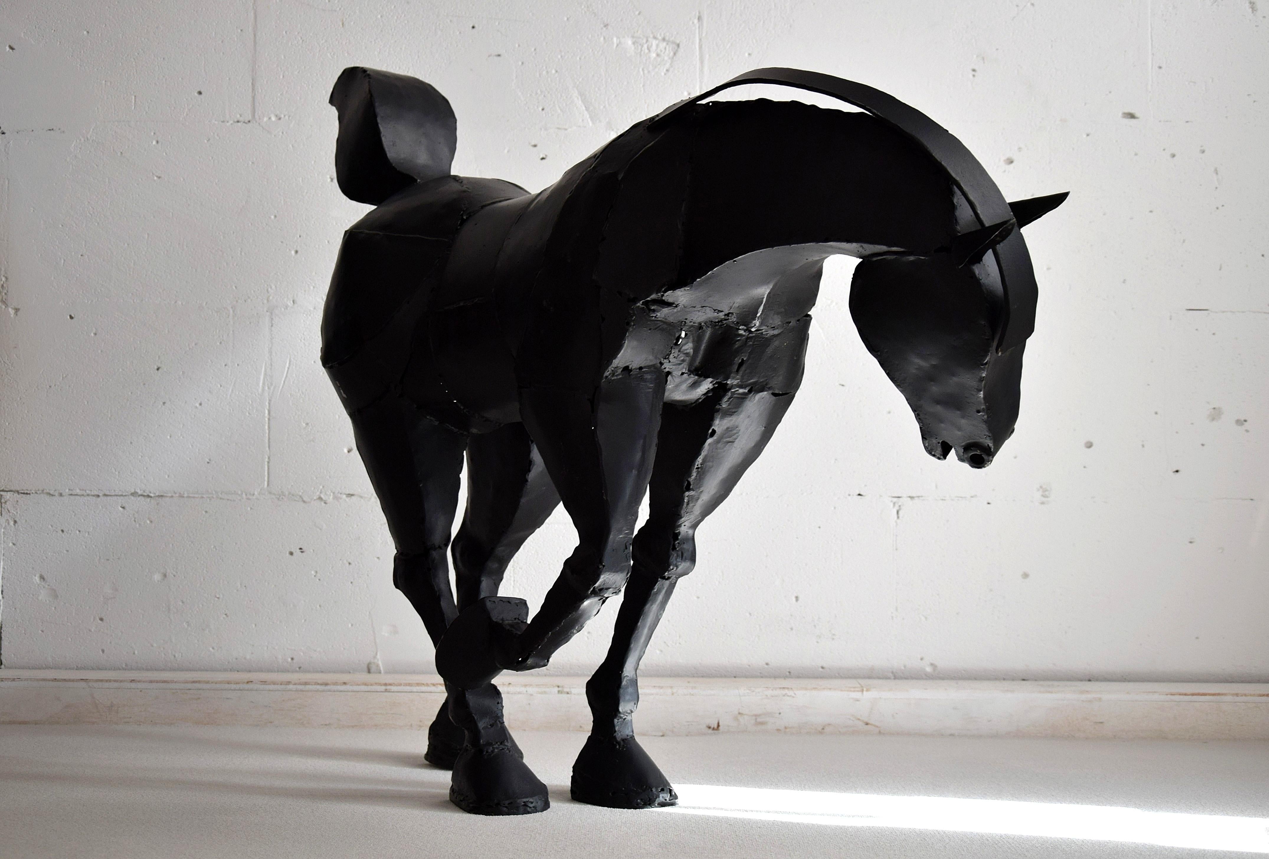 Welded Big Iron Horse Sculpture by Lida Boonstra, 1998 For Sale