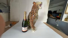 Big Italian Ceramic Leopard Sculpture Portugal 1970