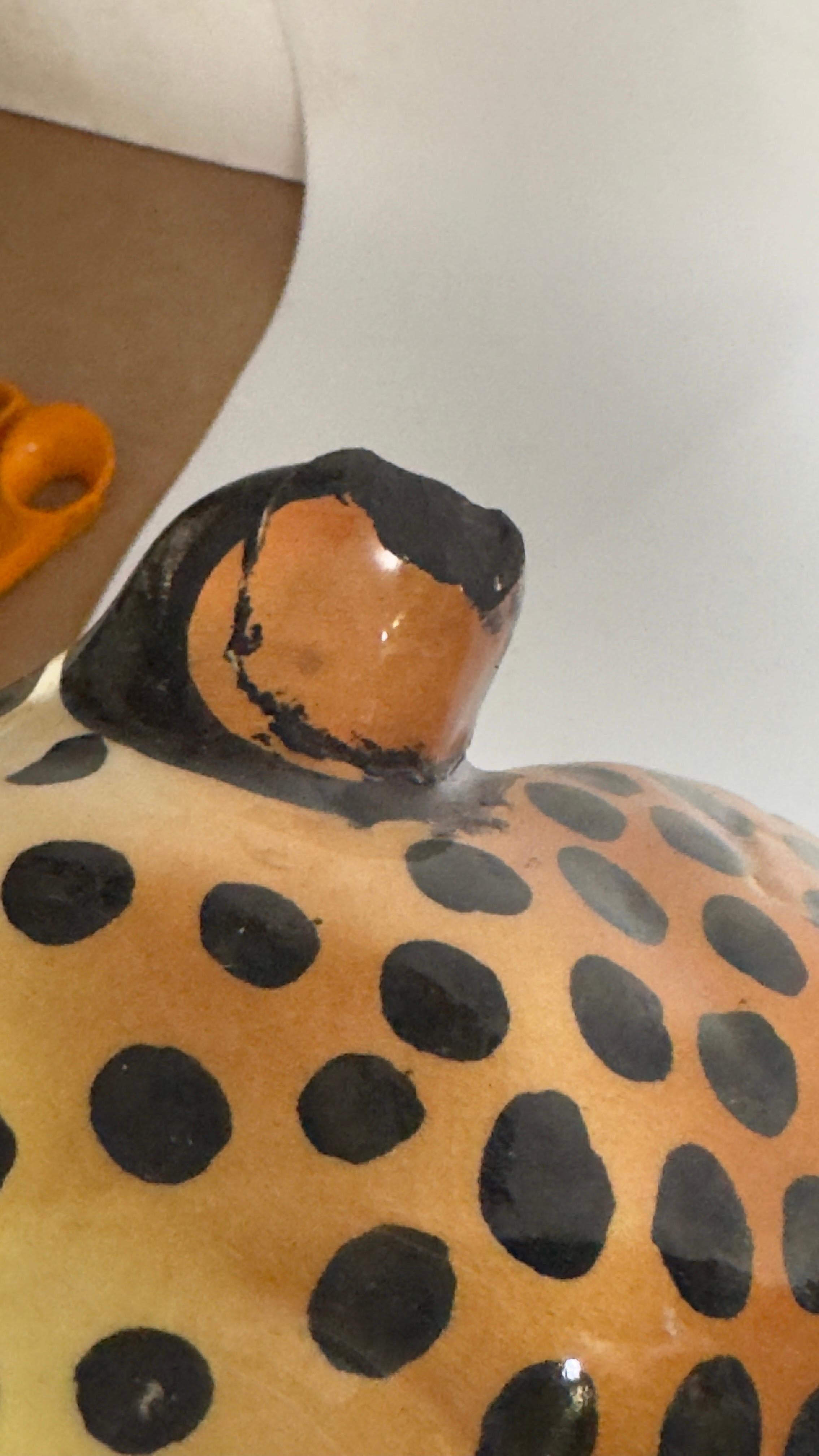 Grande scultura leopardiana in ceramica italiana Portogallo 1970 2