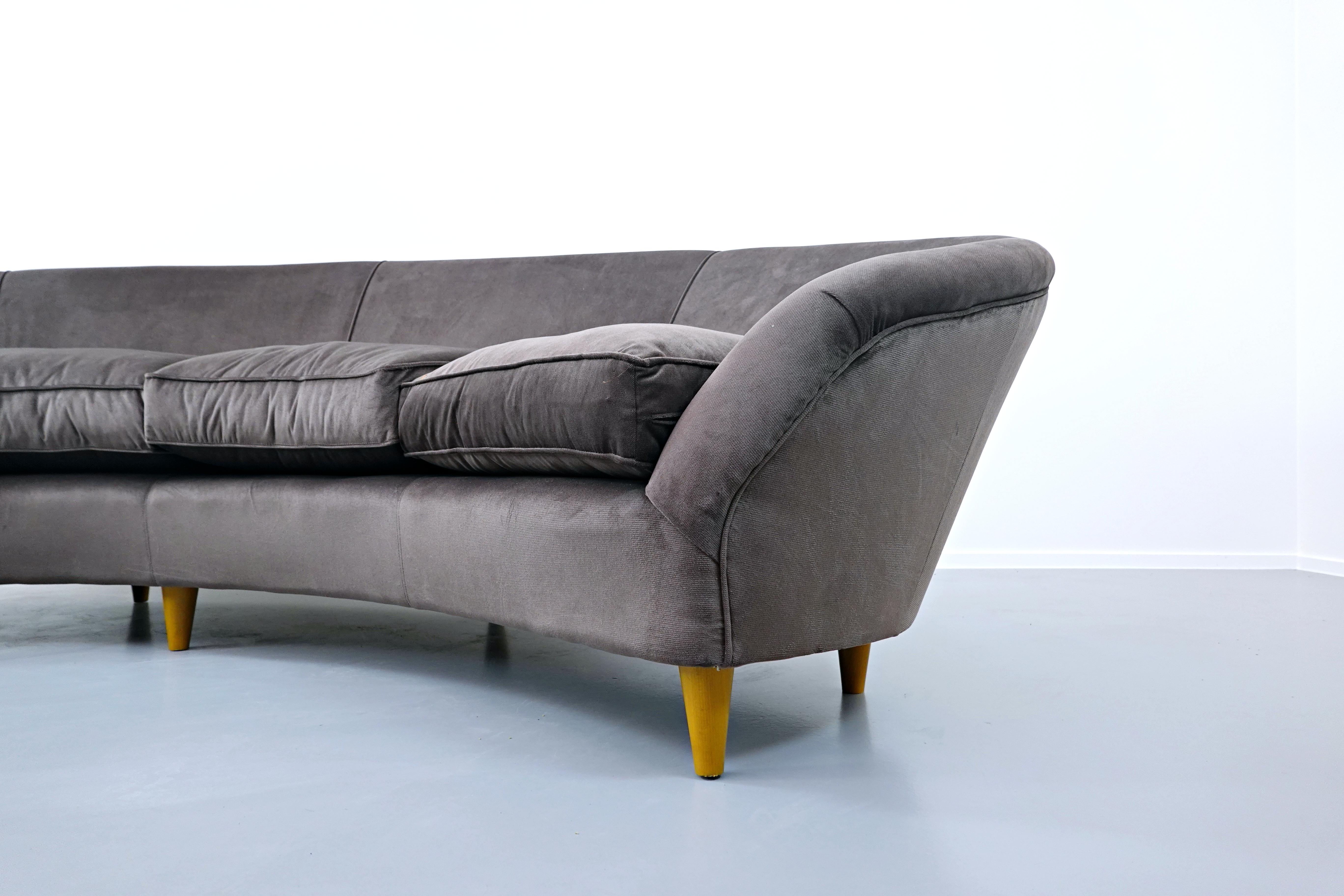 Big Mid-Century Modern Italian Curved Sofa 1