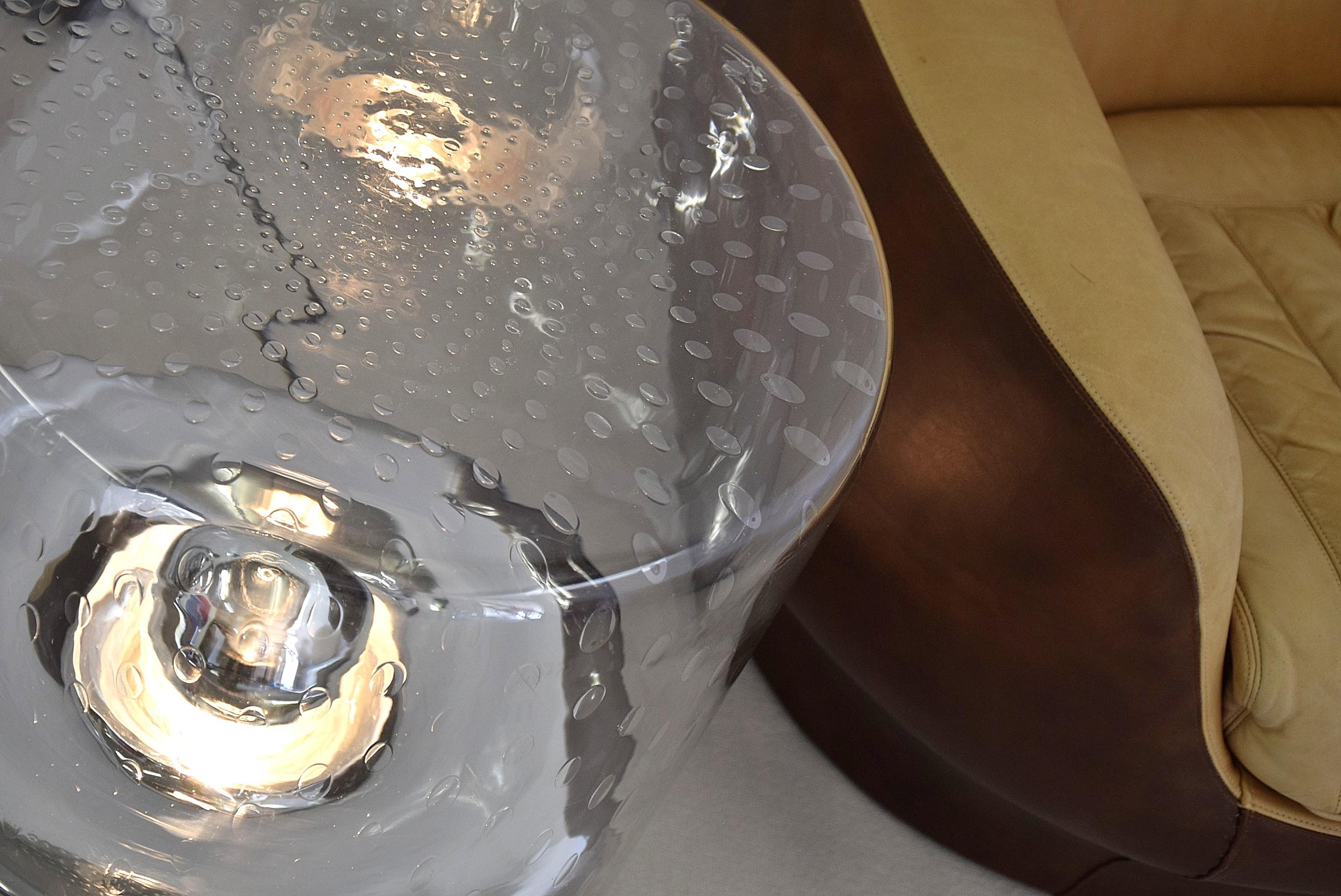 Big Italian Mid-Century Modern Crystal Floor Lamp / Side Table For Sale 9