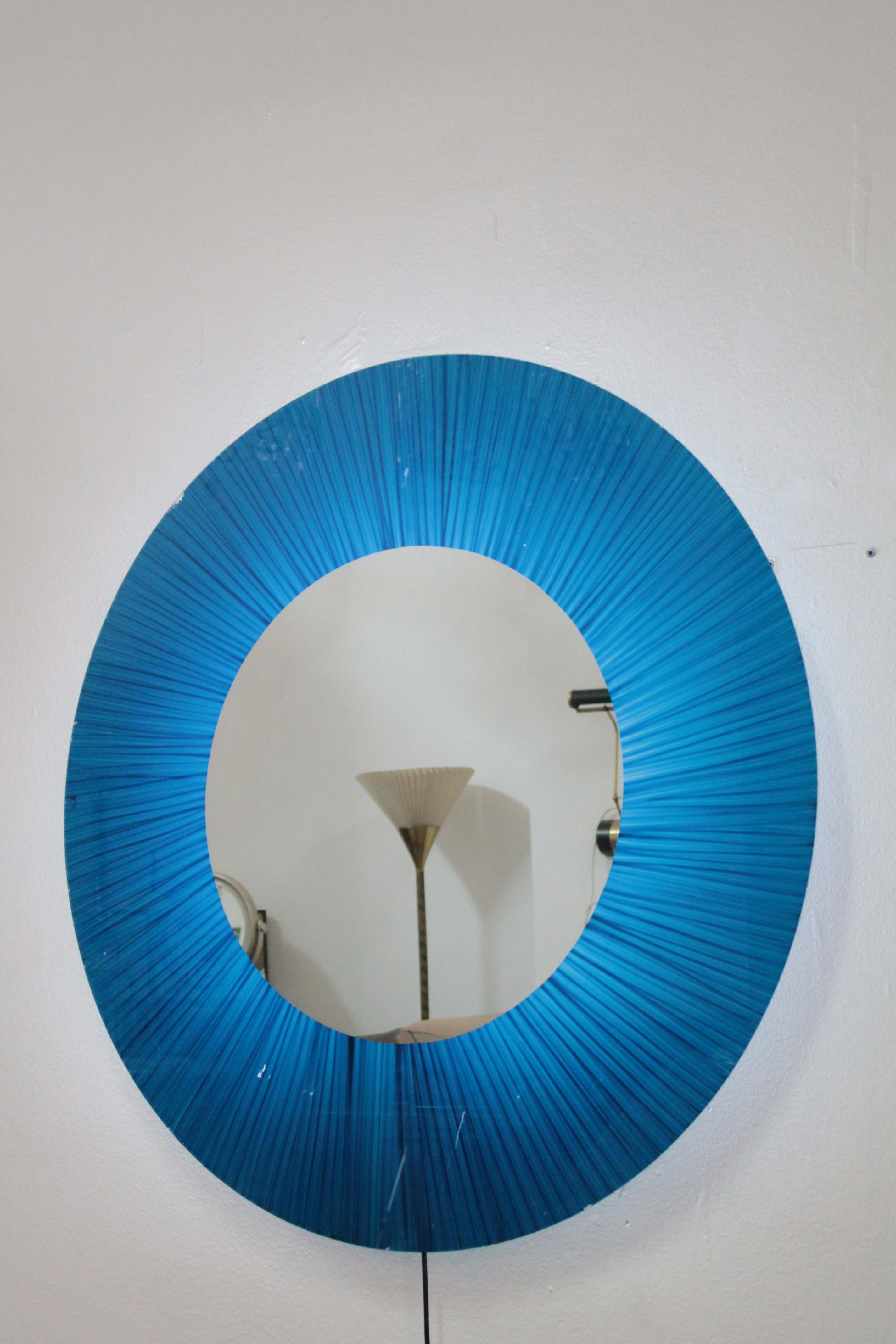 Big Italian Round Illuminated Mirror 1970s Artglass Cristal Art Style For Sale 5