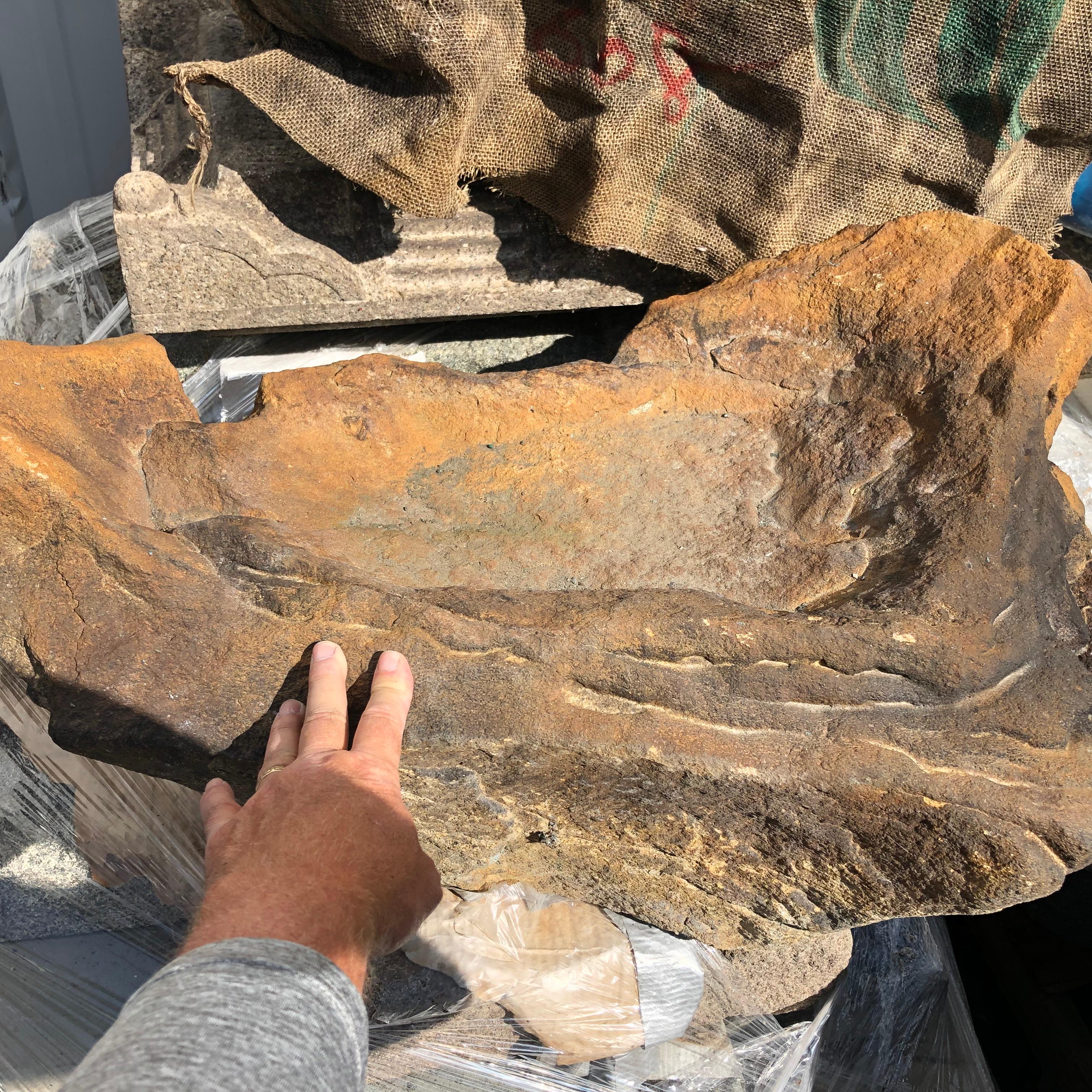 Japanese Antique Natural Mountain Stone Planter  In Good Condition In South Burlington, VT