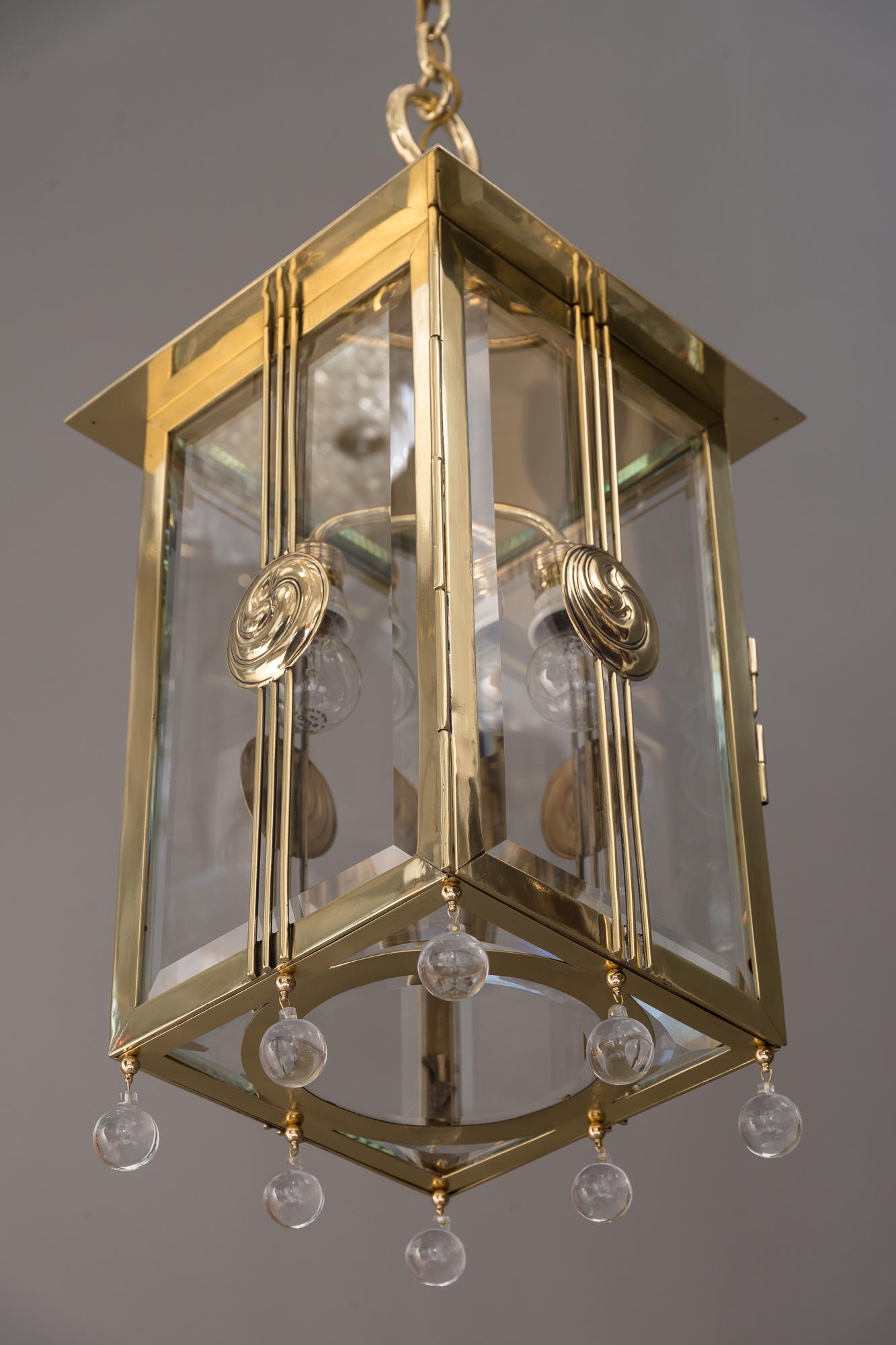 Austrian Big Jugendstil Pendant with Cut Glasses, circa 1910s