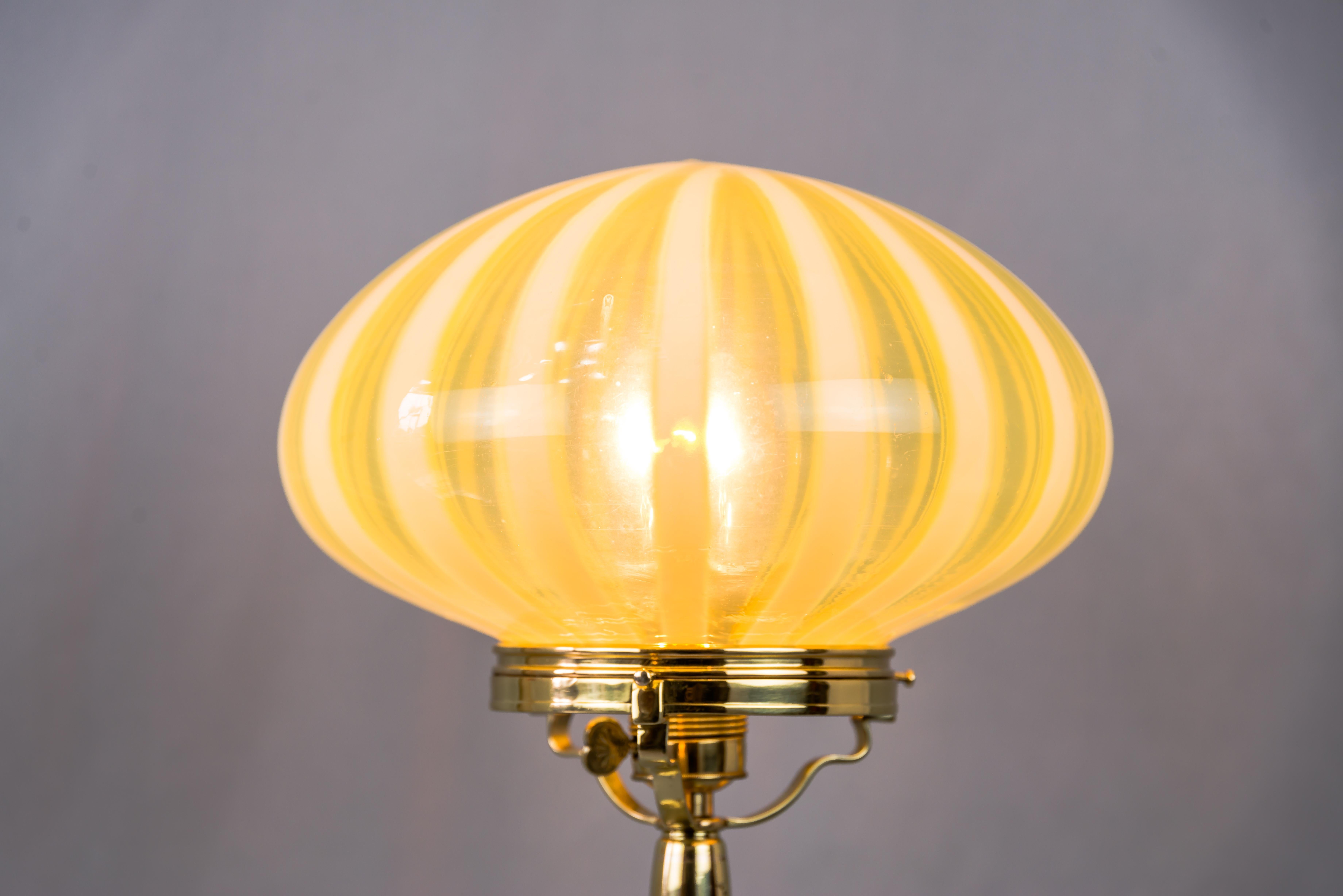 Big Jugendstil Table Lamp with Original Opaline Glass Shade Vienna, circa 1910s 4