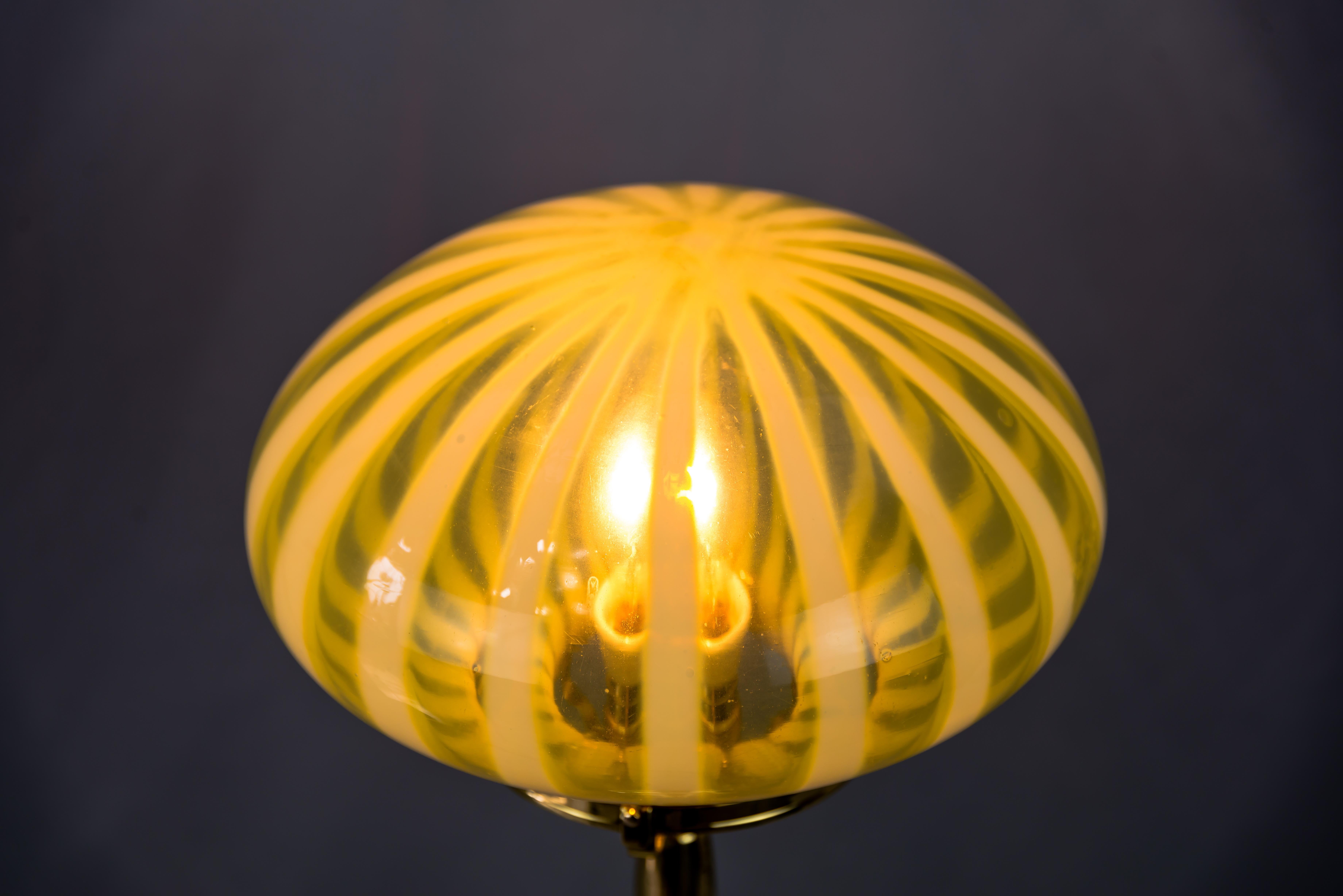 Big Jugendstil Table Lamp with Original Opaline Glass Shade Vienna, circa 1910s 5