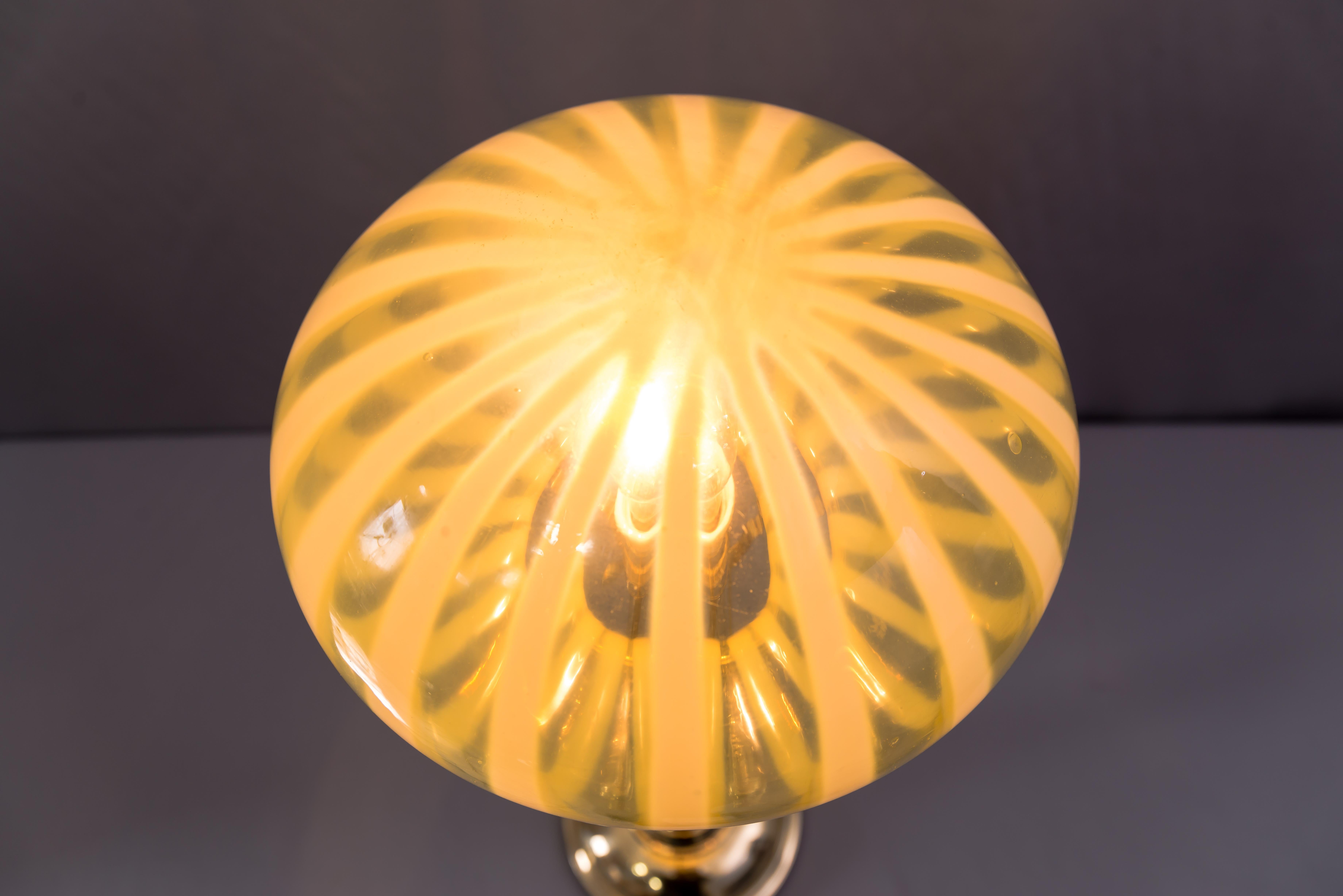 Big Jugendstil Table Lamp with Original Opaline Glass Shade Vienna, circa 1910s 6