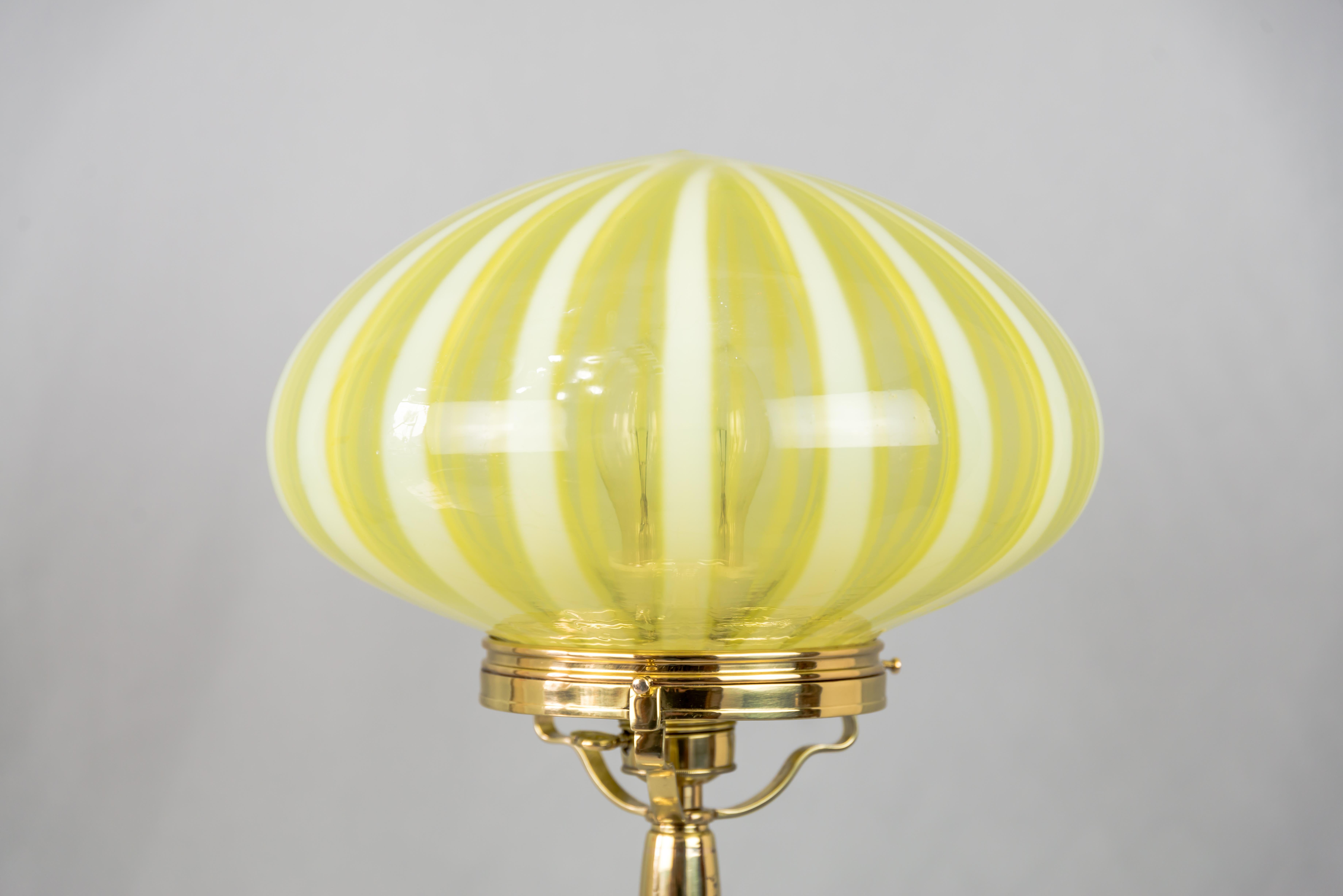 Austrian Big Jugendstil Table Lamp with Original Opaline Glass Shade Vienna, circa 1910s
