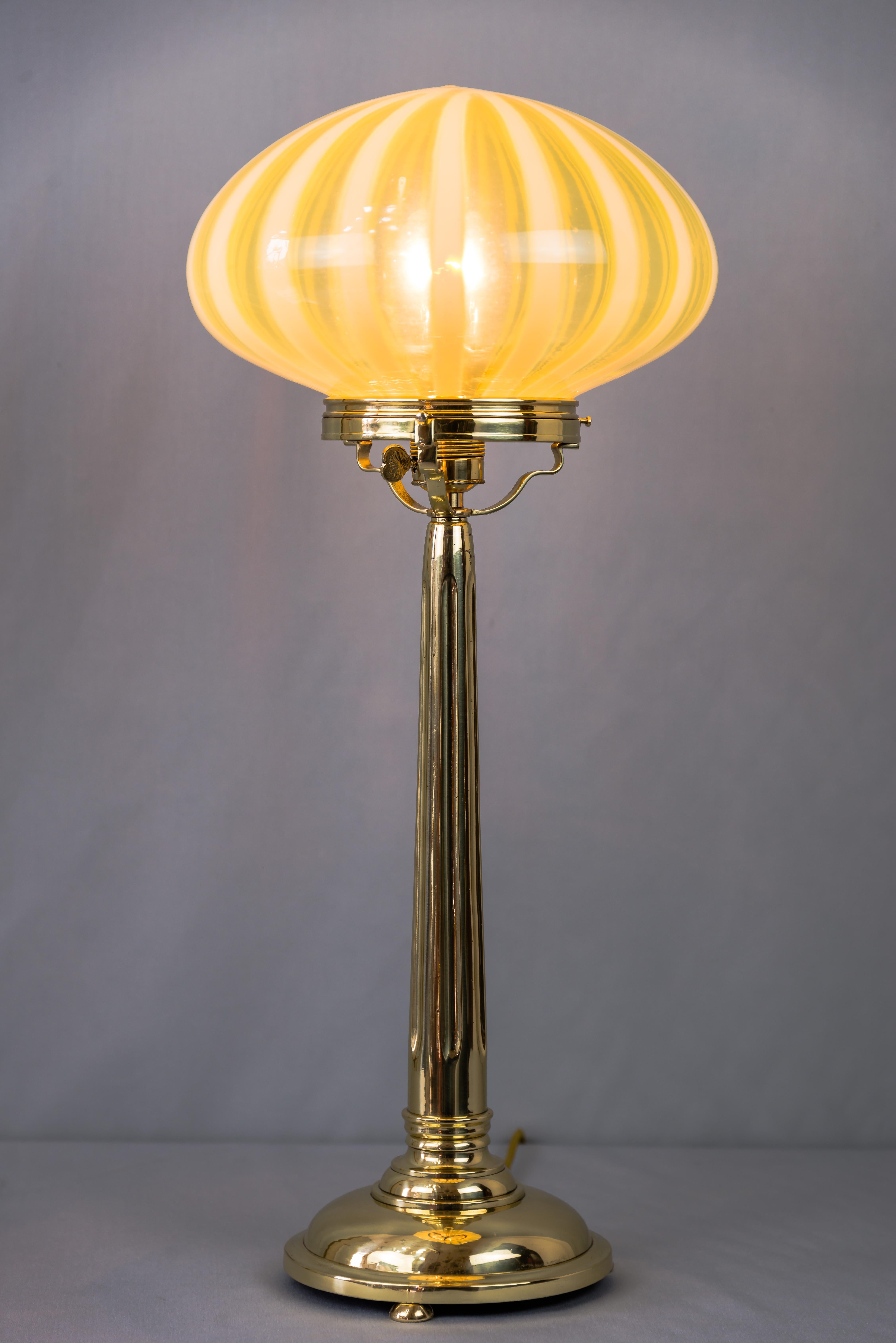 Early 20th Century Big Jugendstil Table Lamp with Original Opaline Glass Shade Vienna, circa 1910s