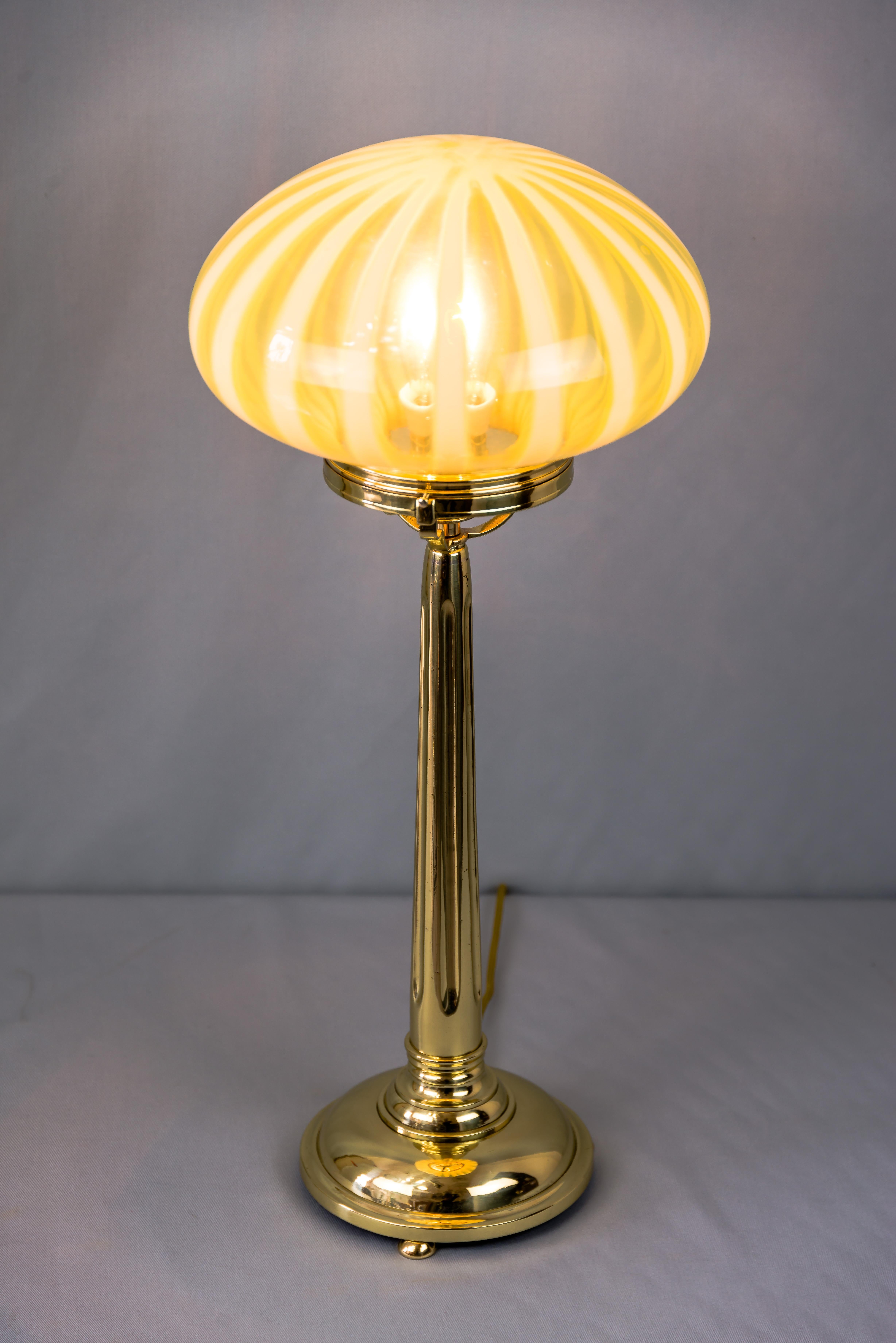 Big Jugendstil Table Lamp with Original Opaline Glass Shade Vienna, circa 1910s 1