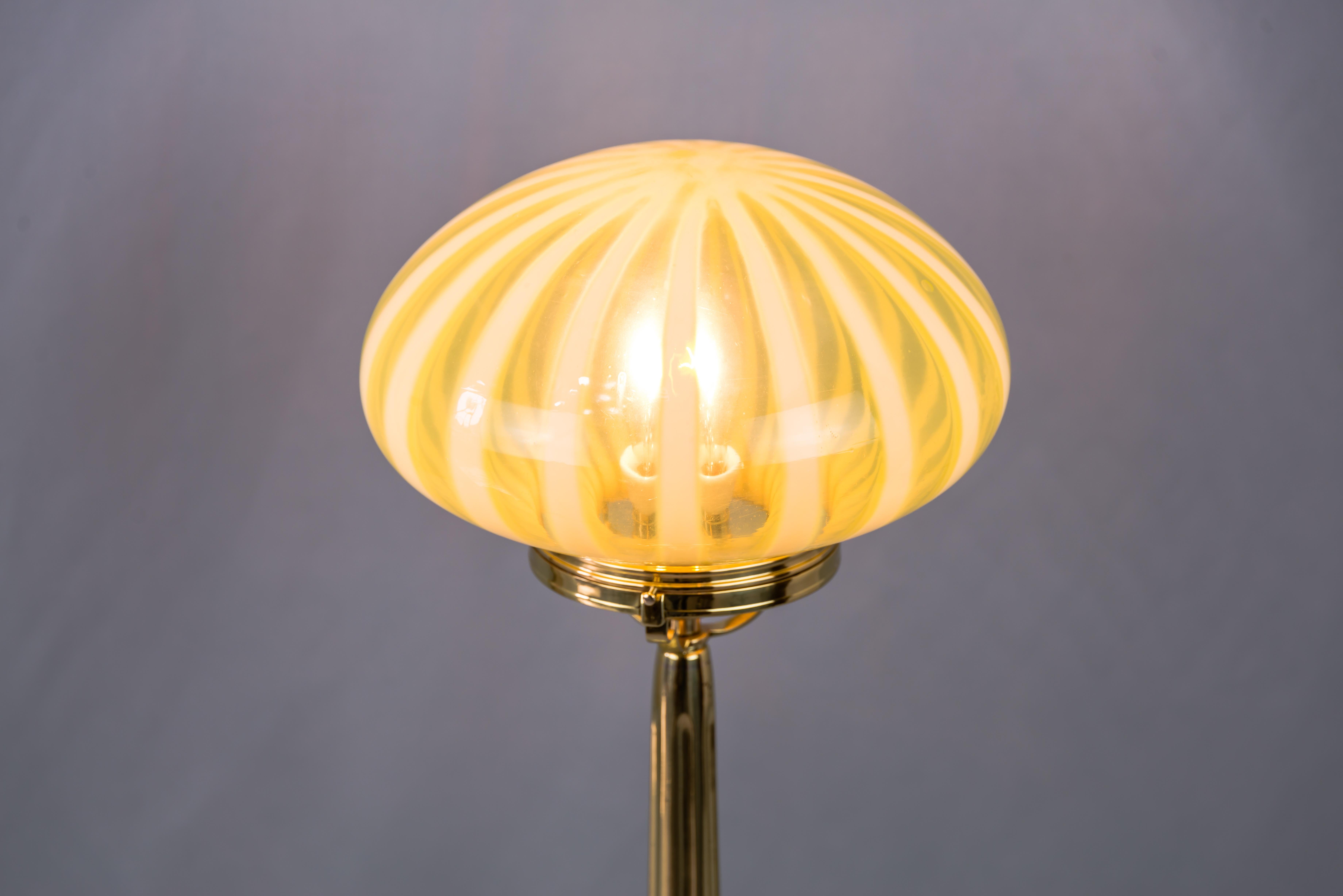 Big Jugendstil Table Lamp with Original Opaline Glass Shade Vienna, circa 1910s 2