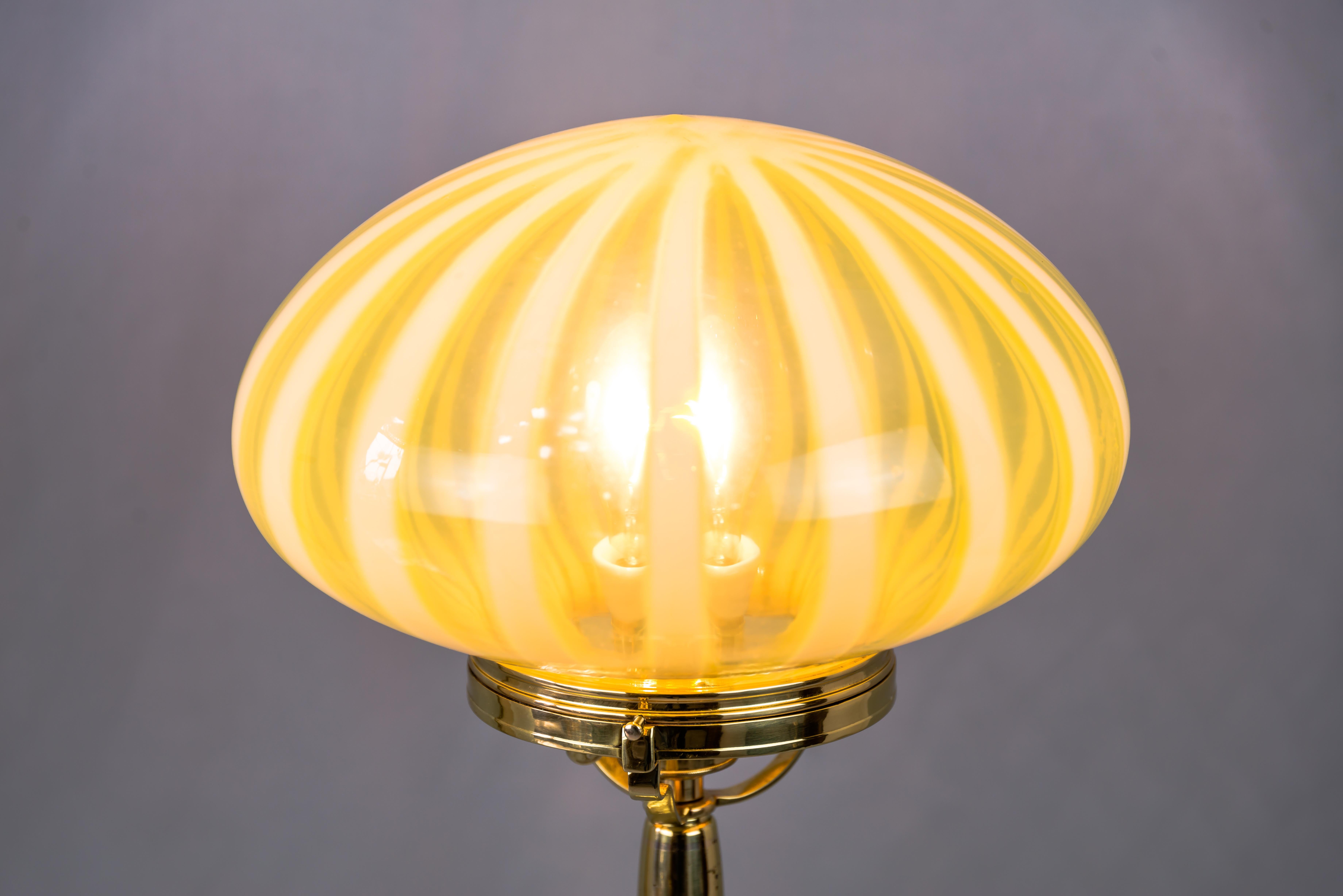 Big Jugendstil Table Lamp with Original Opaline Glass Shade Vienna, circa 1910s 3
