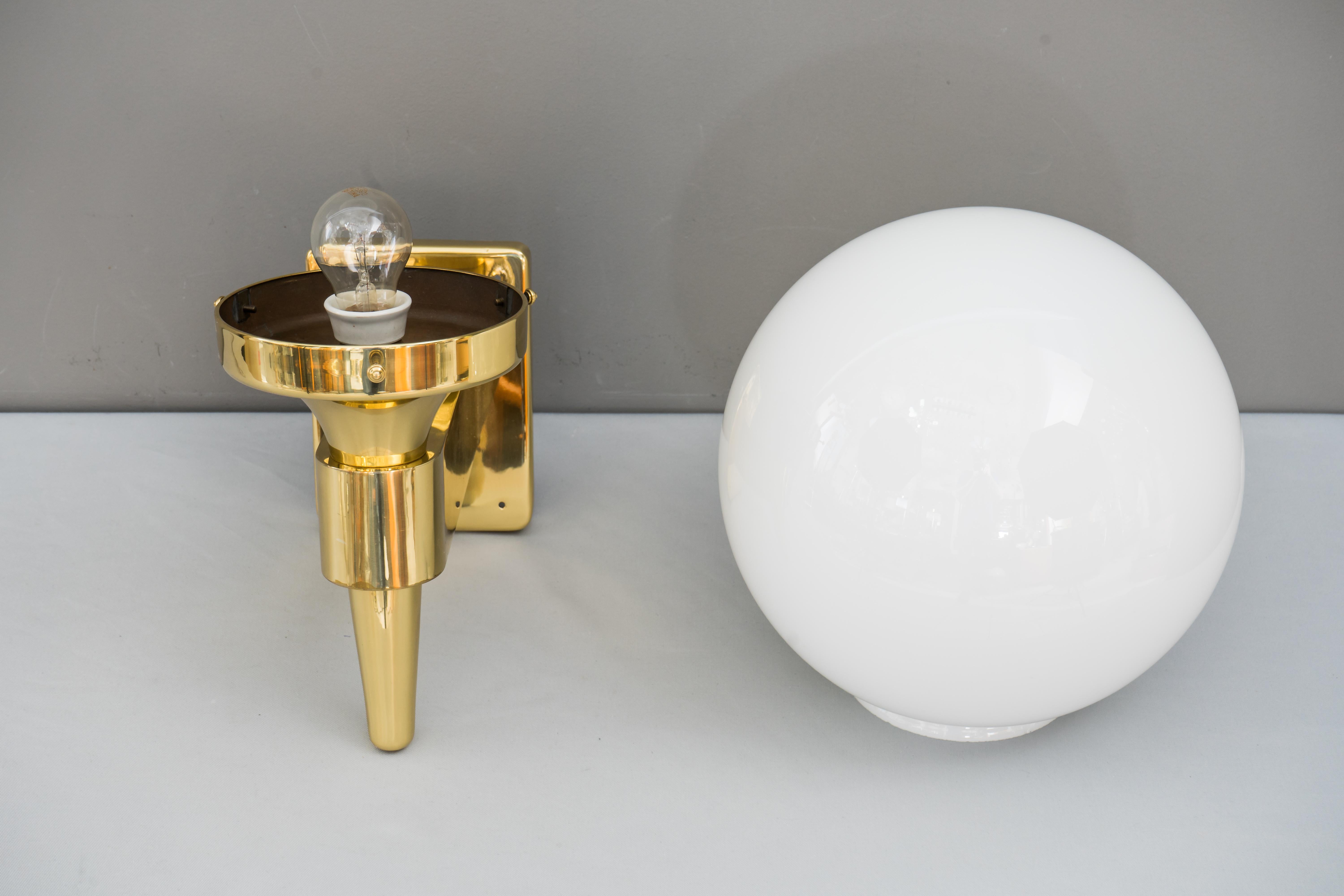 Early 20th Century Big Jugendstil Wall Lamp with Original Opal Glass