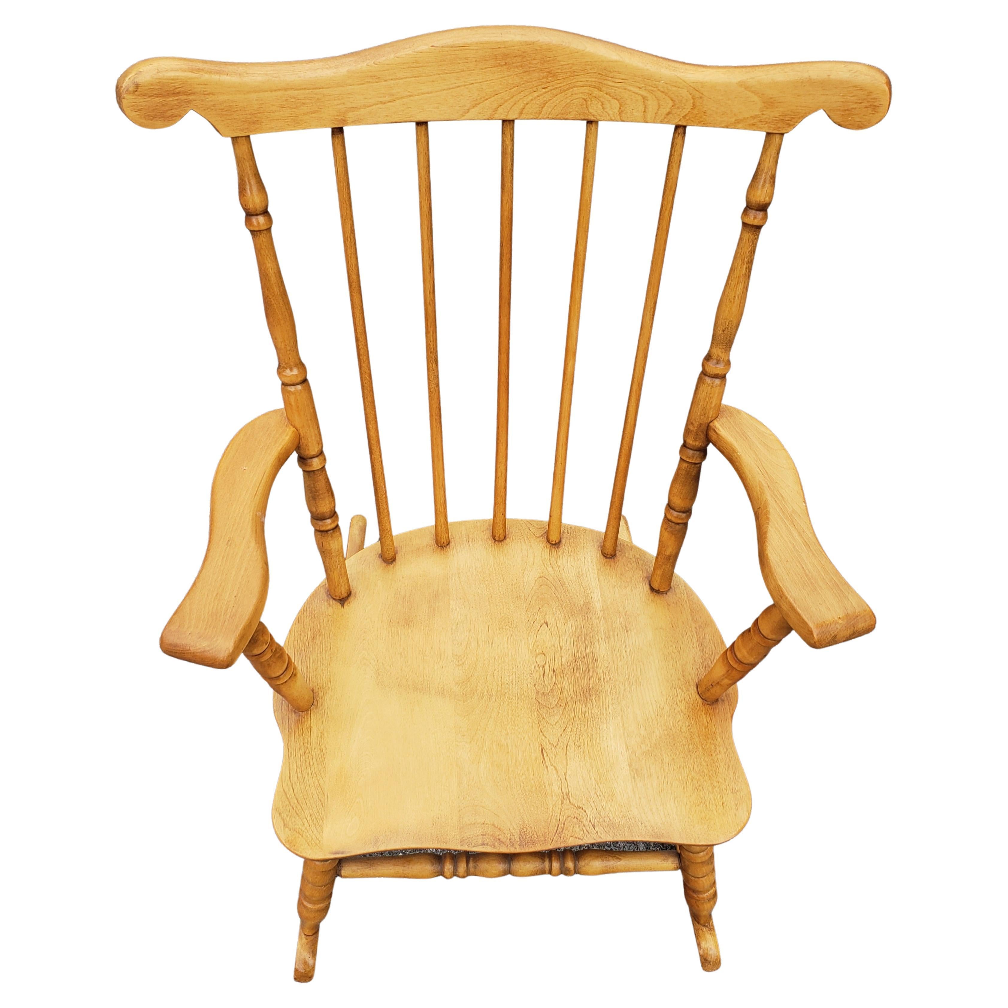 Mid-Century Modern Big Kids Maple Windsor Rocking Chair Rocker For Sale