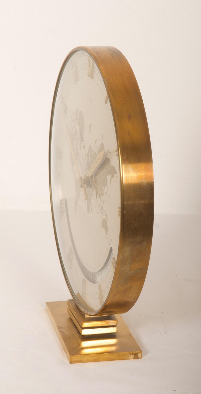 Big Kienzle Weltzeituhr Modernist Table World Timer Zone Clock