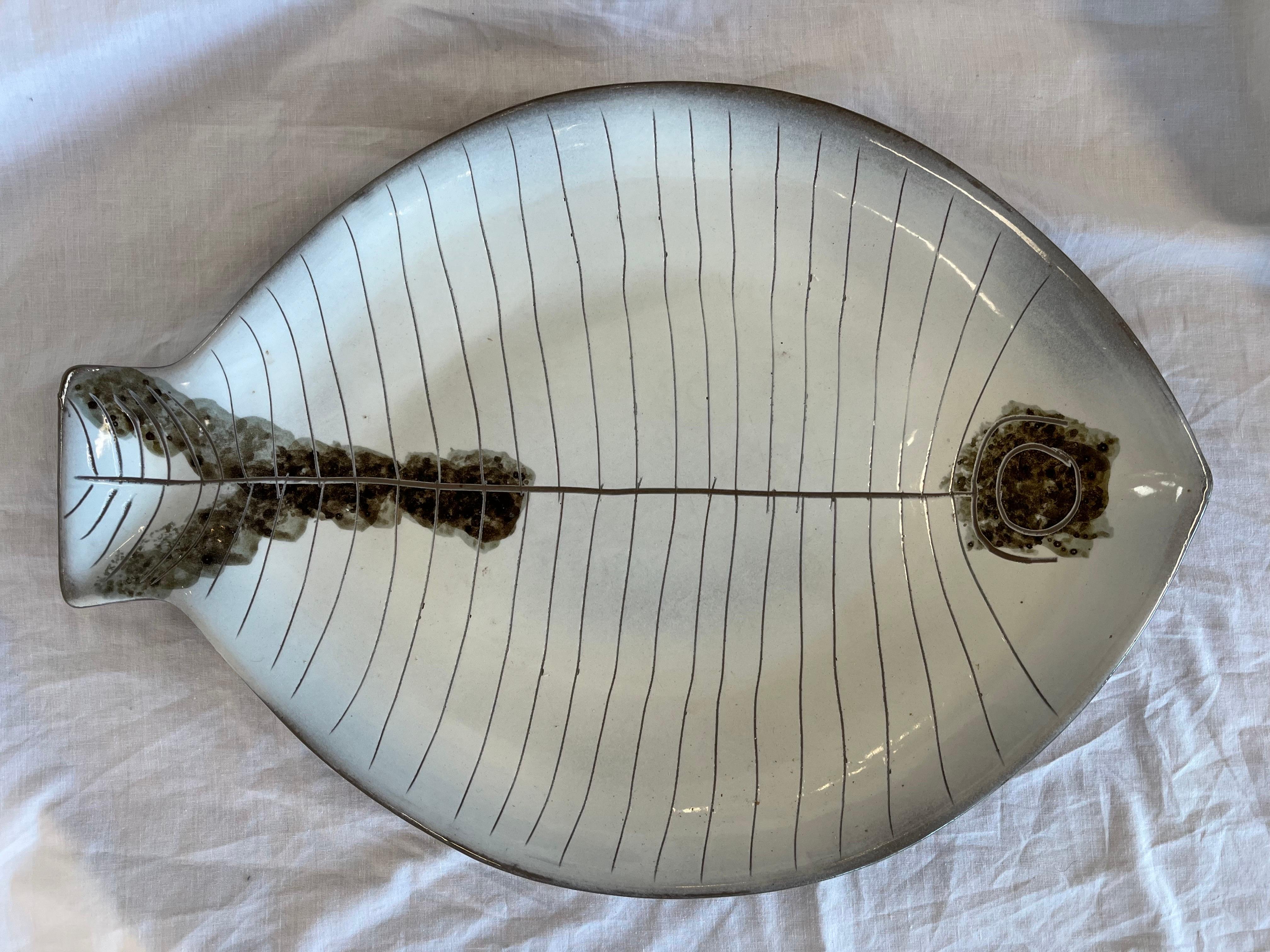 Big Lagardo Tackett Ken Fujita Mid-Century Modern Ceramic Fish Plate Sculpture 5