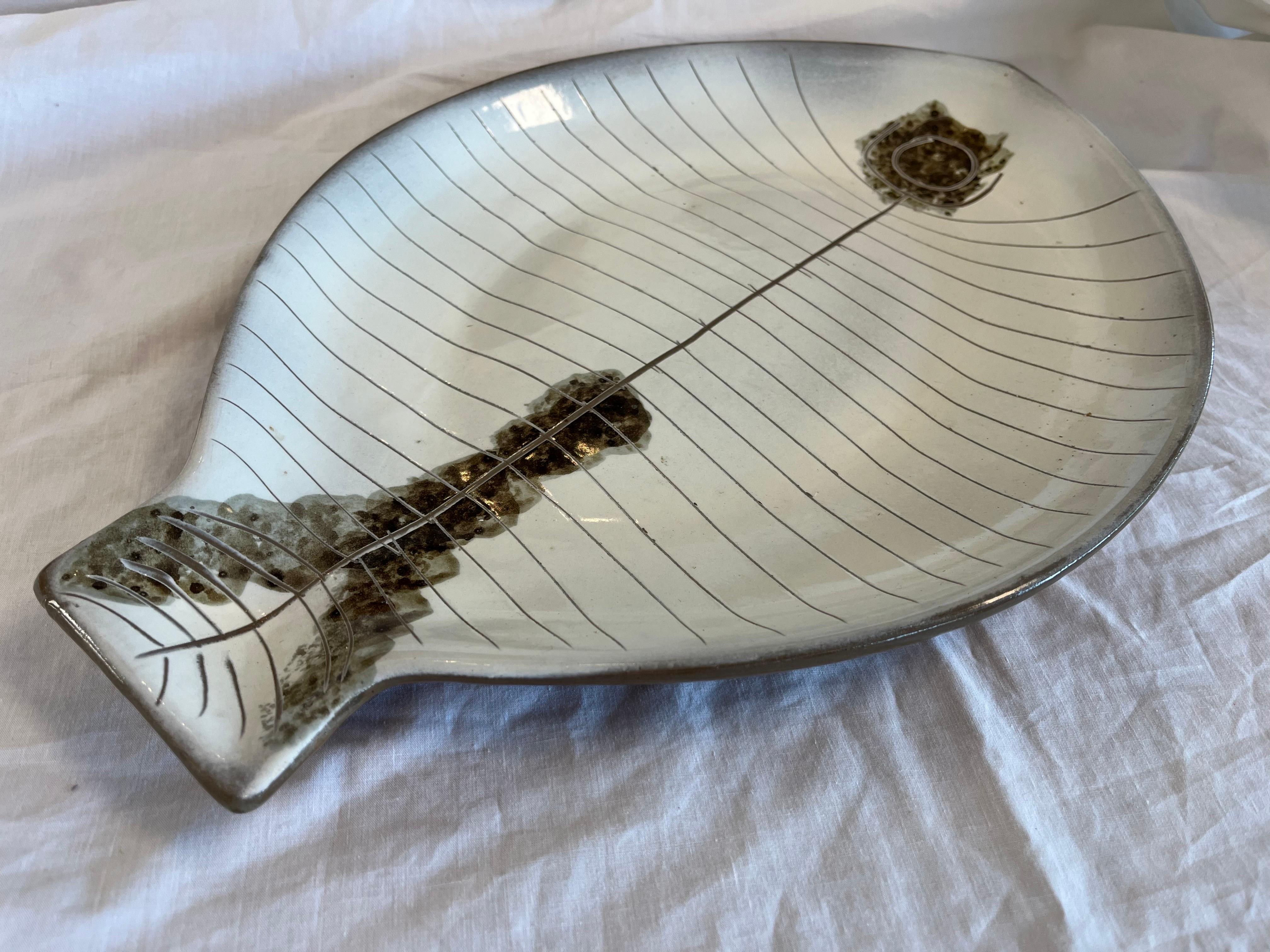 Big Lagardo Tackett Ken Fujita Mid-Century Modern Ceramic Fish Plate Sculpture 7