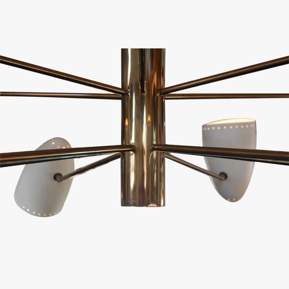 Contemporary Big Lamp Chandelier 12 Lights Bespoke Brass Italian Design by Diego Mardegan For Sale